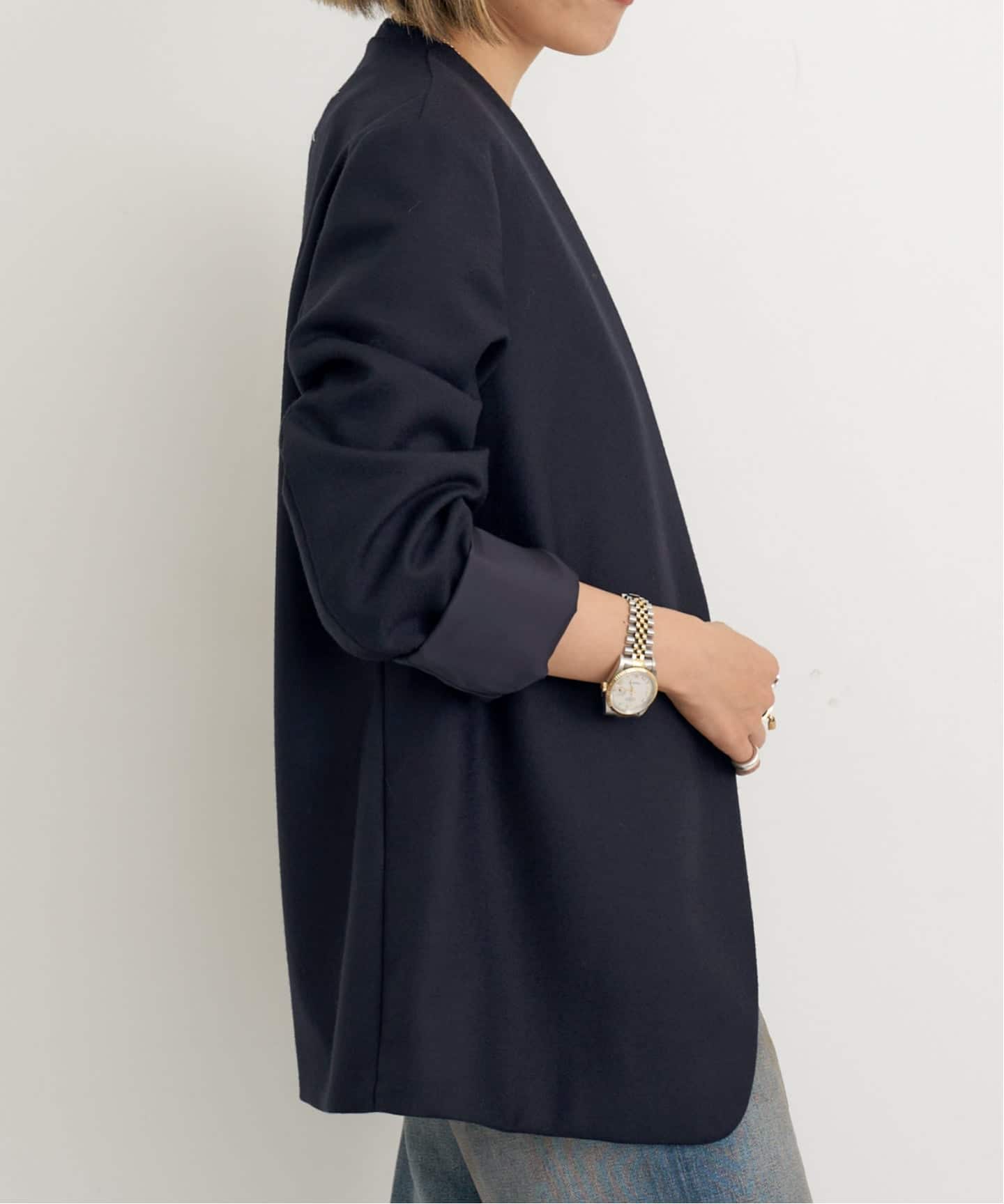 Maison Margiela マルジェラ ノーカラージャケット ネイビー MAISON MARGIELA/メゾン マルジェラ】 MINIMAL BLAZER（ノーカラー