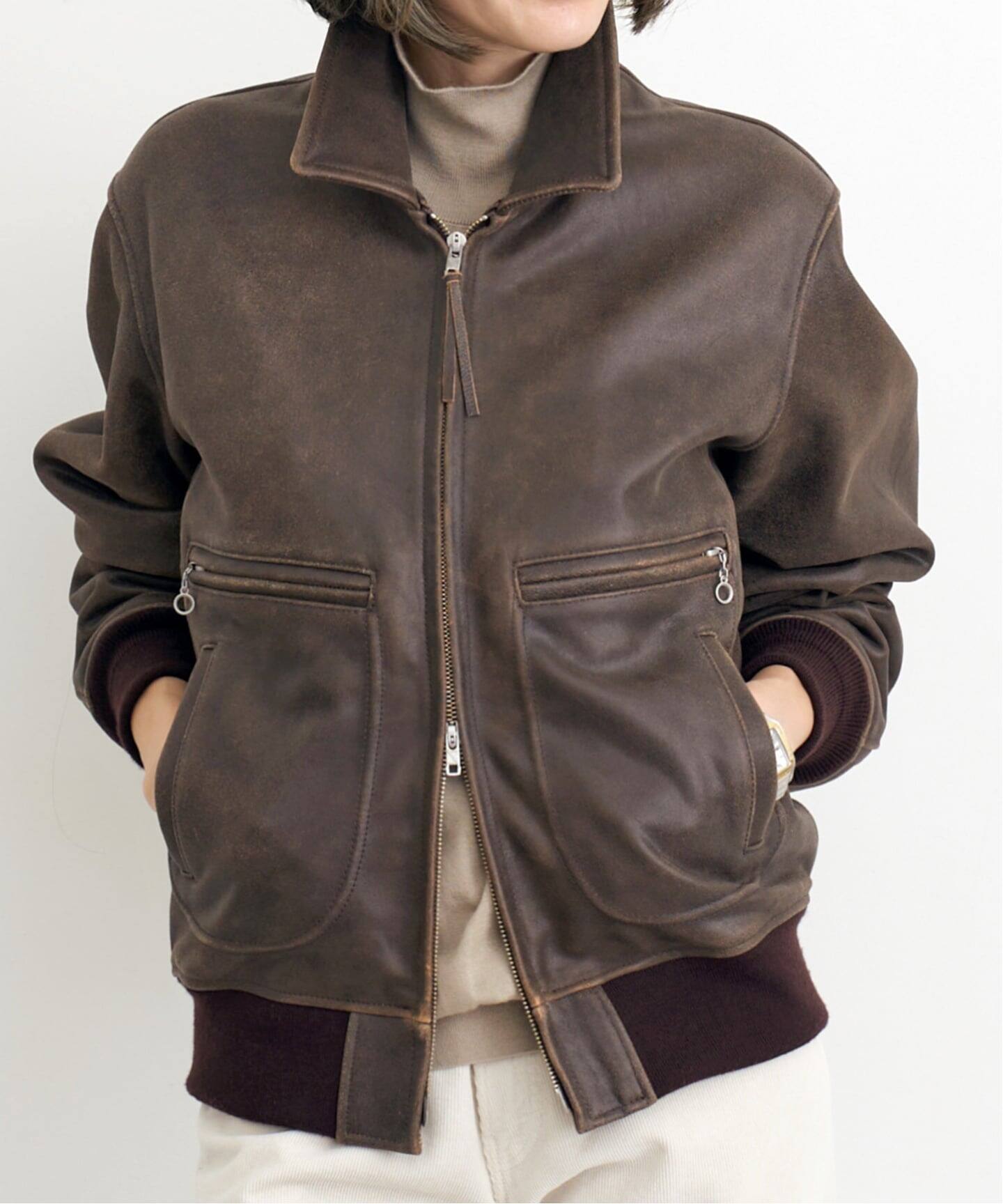 HERILL/ヘリル】 Sheep Leathre Sports Jacket（レザージャケット）｜L