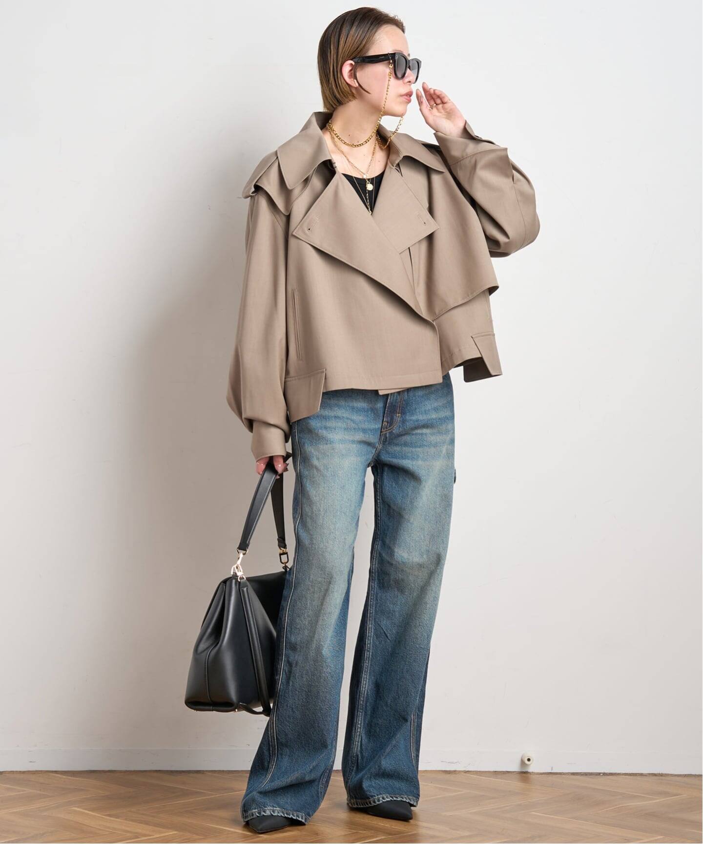 KKKK　引取りアウターリミッツ サンドベージュ　2024年購入 予約》【MINITZ/ミニッツ】別注SHORT TRENCH JACKET（トレンチコート