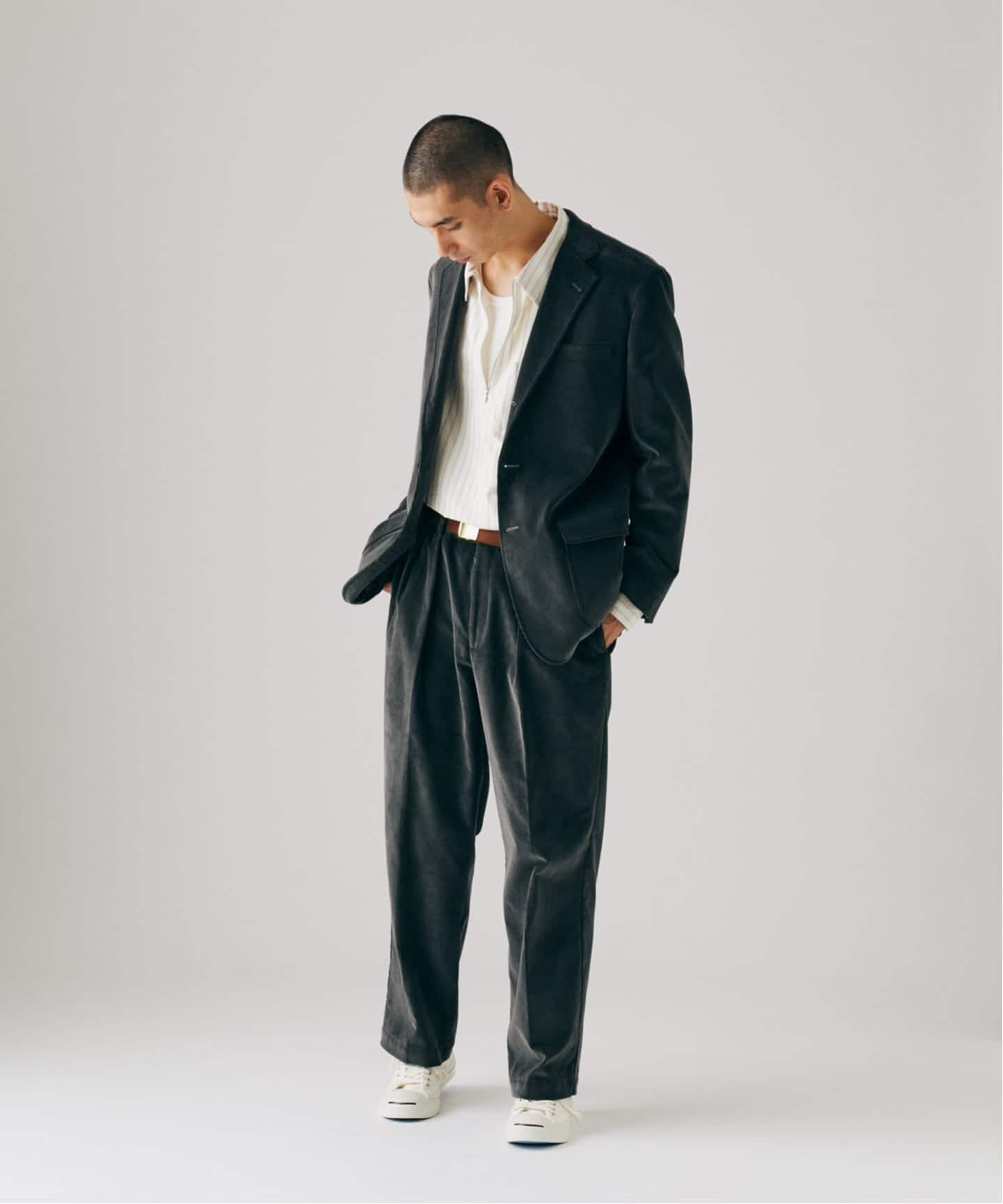 ブルックスブラザーズ コーデュロイ スーツ ブラック L相当 日本製 上質生地 Brooks Brothers / ブルックス ブラザーズ 別注 コーデュロイ