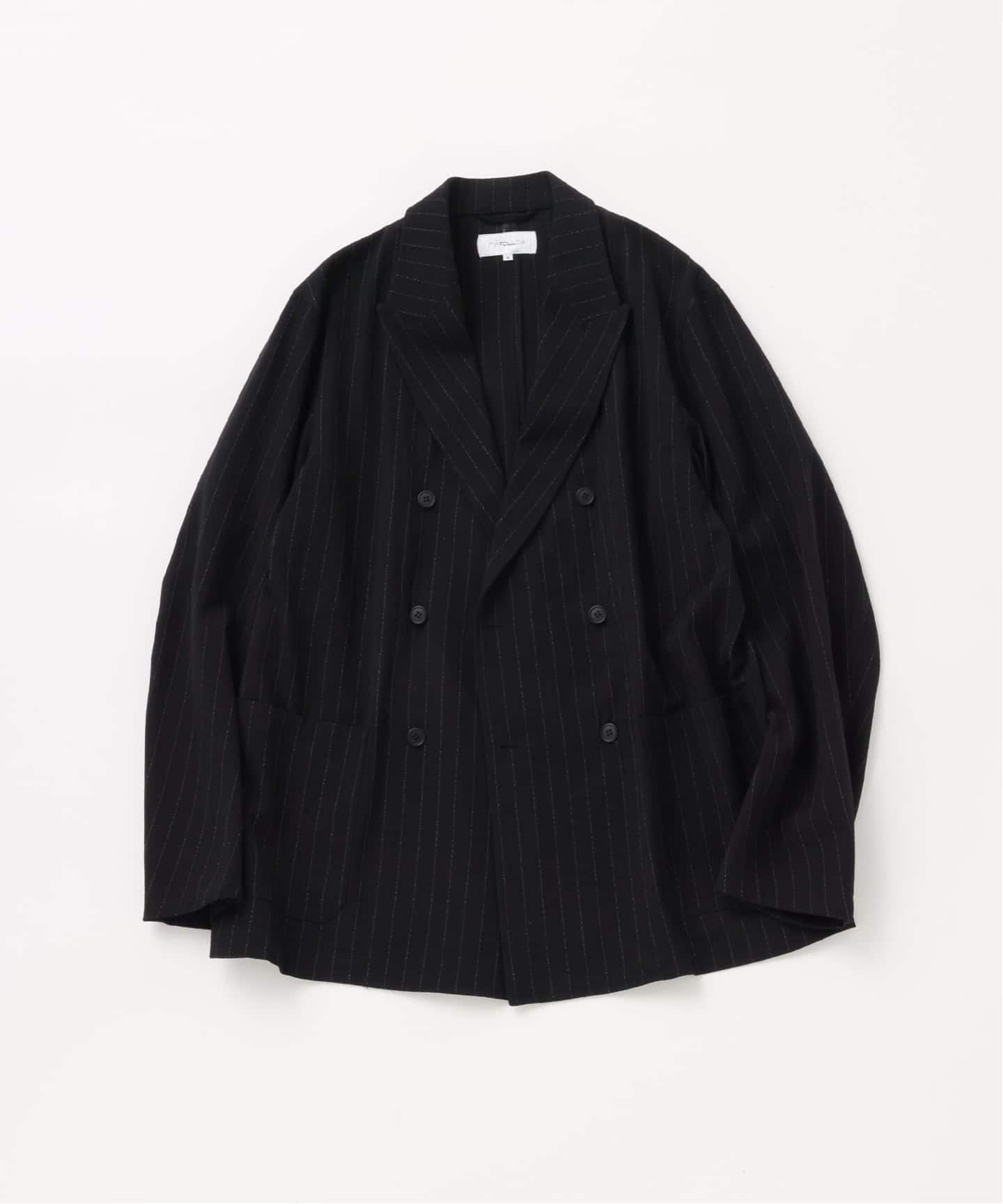 予約》【FOLL / フォル】wool silk stripe daily w jacket（テーラード