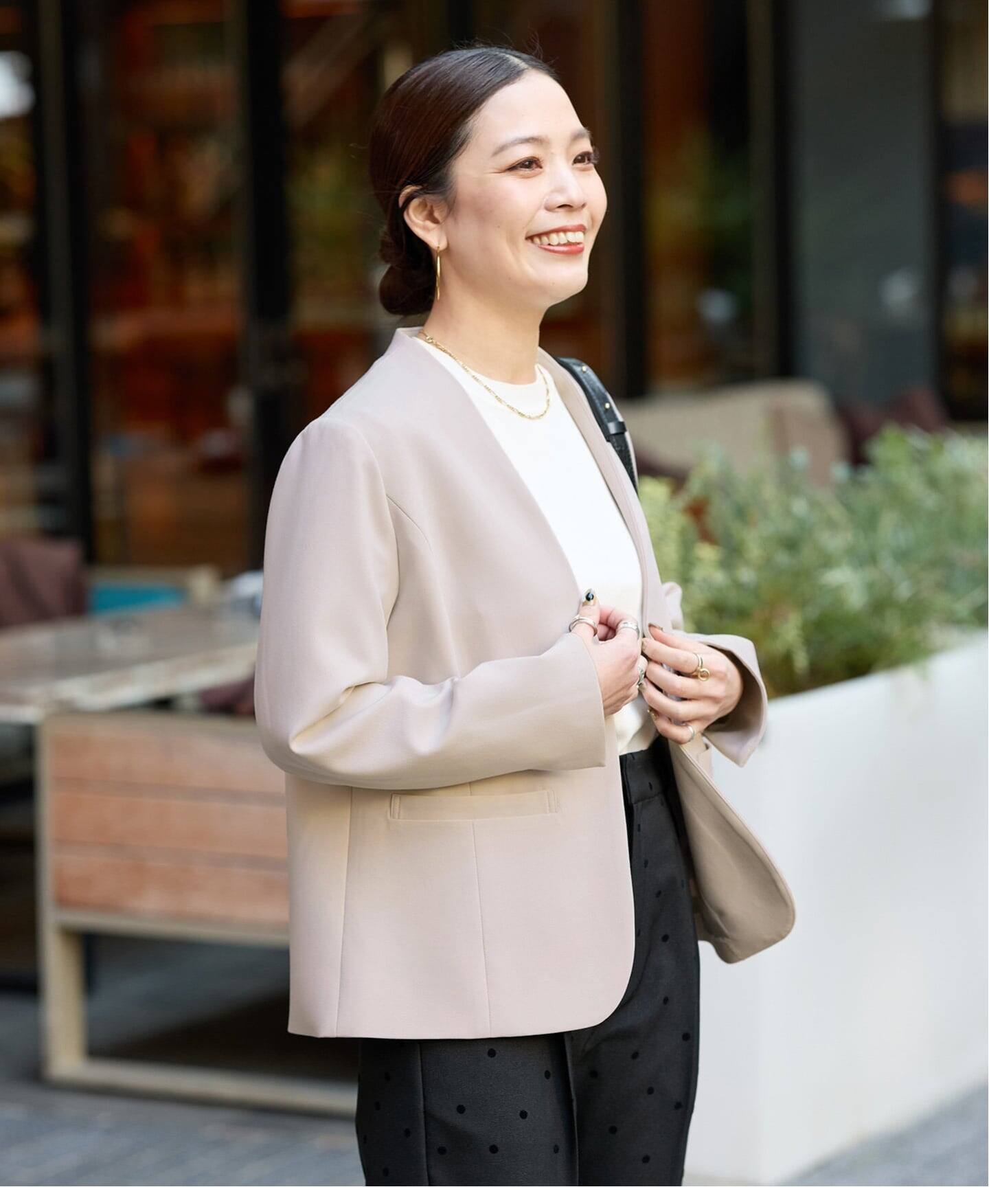 手洗い可 / T/R ダブルクロス ジャケット（ノーカラージャケット