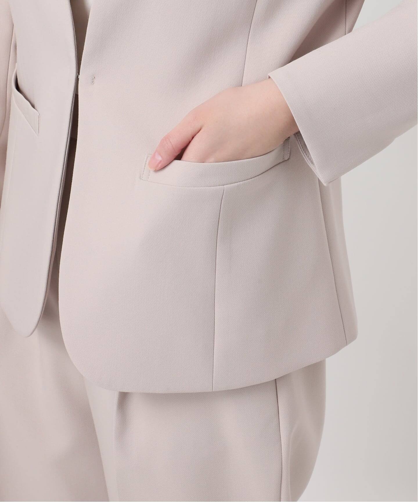 予約》手洗い可 / T/R ダブルクロス ジャケット（ノーカラージャケット