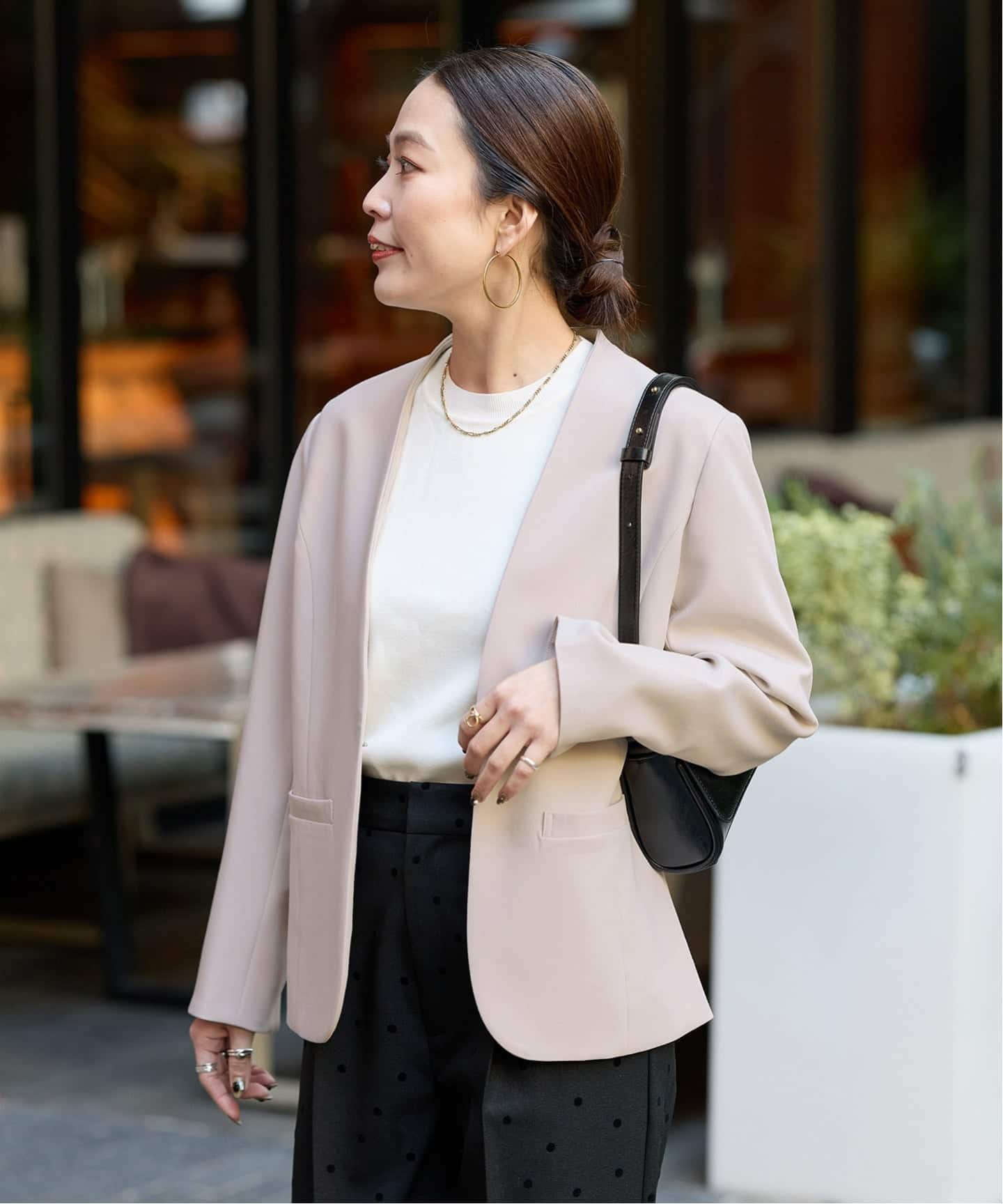 予約》手洗い可 / T/R ダブルクロス ジャケット（ノーカラージャケット