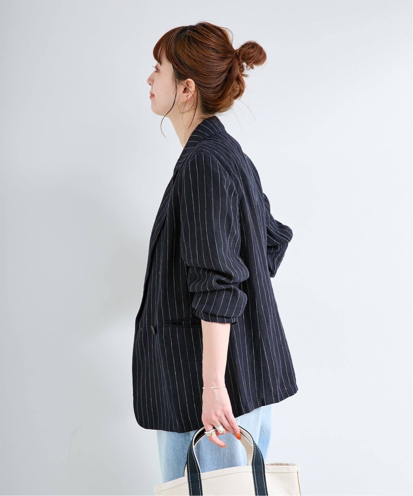 追加4予約》手洗い可 / フレンチリネンテーラードジャケット