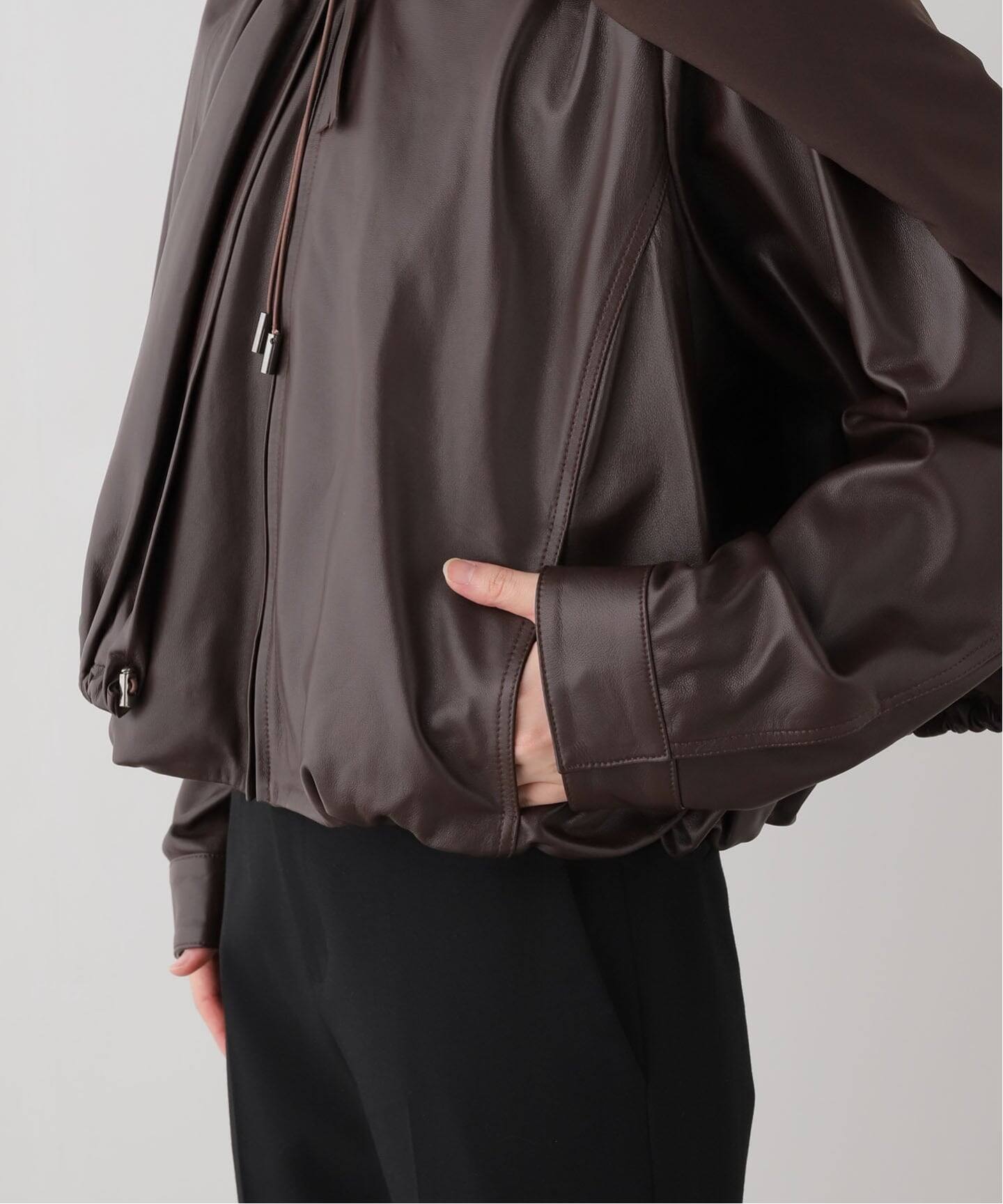 SEA レザー&ウール ジャケット Sea New York/シー ニューヨーク】 THOMPSON LEATHER CAPE JK（レザー