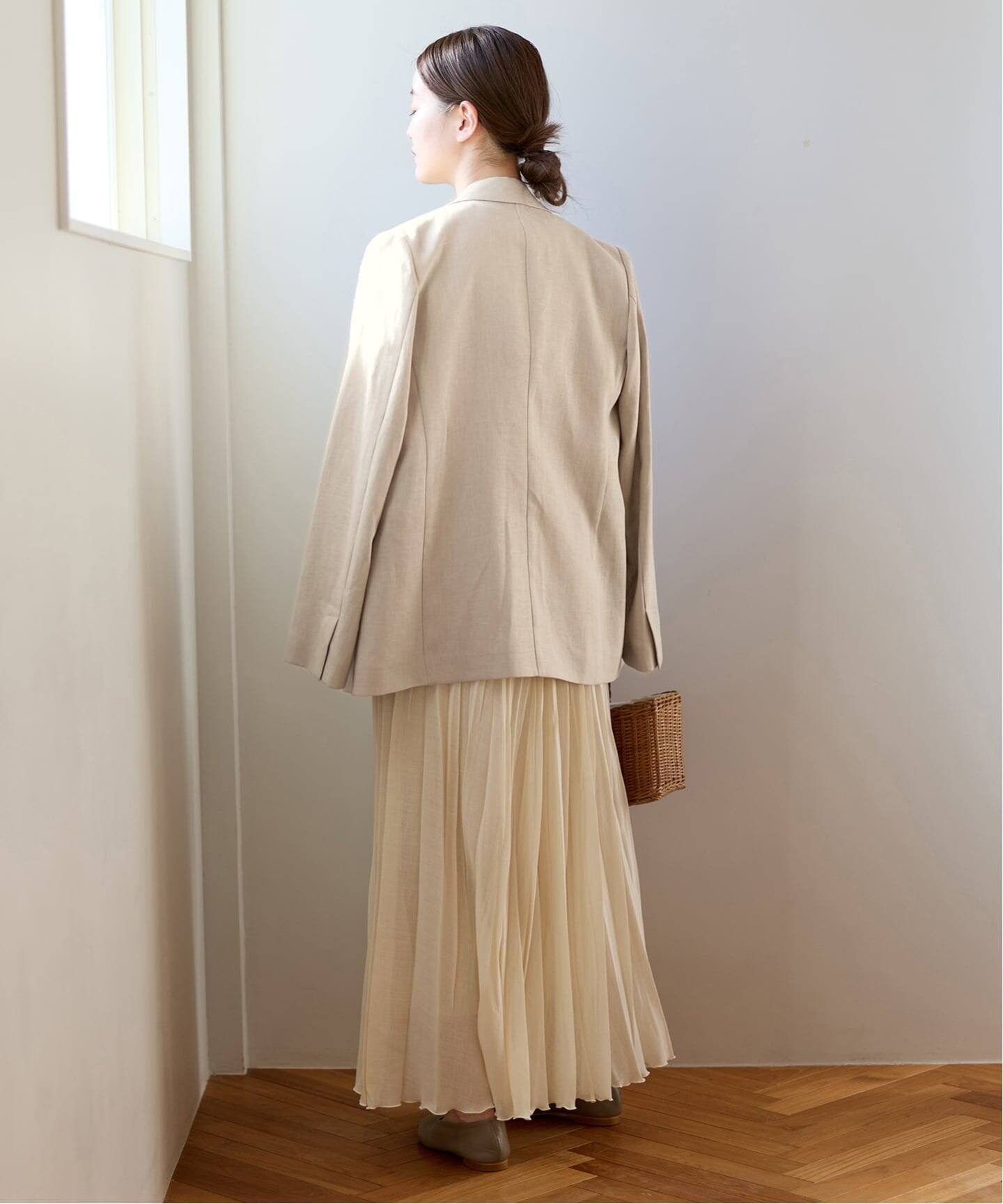 予約》ウォッシャブル リネンミックス テーラードジャケット