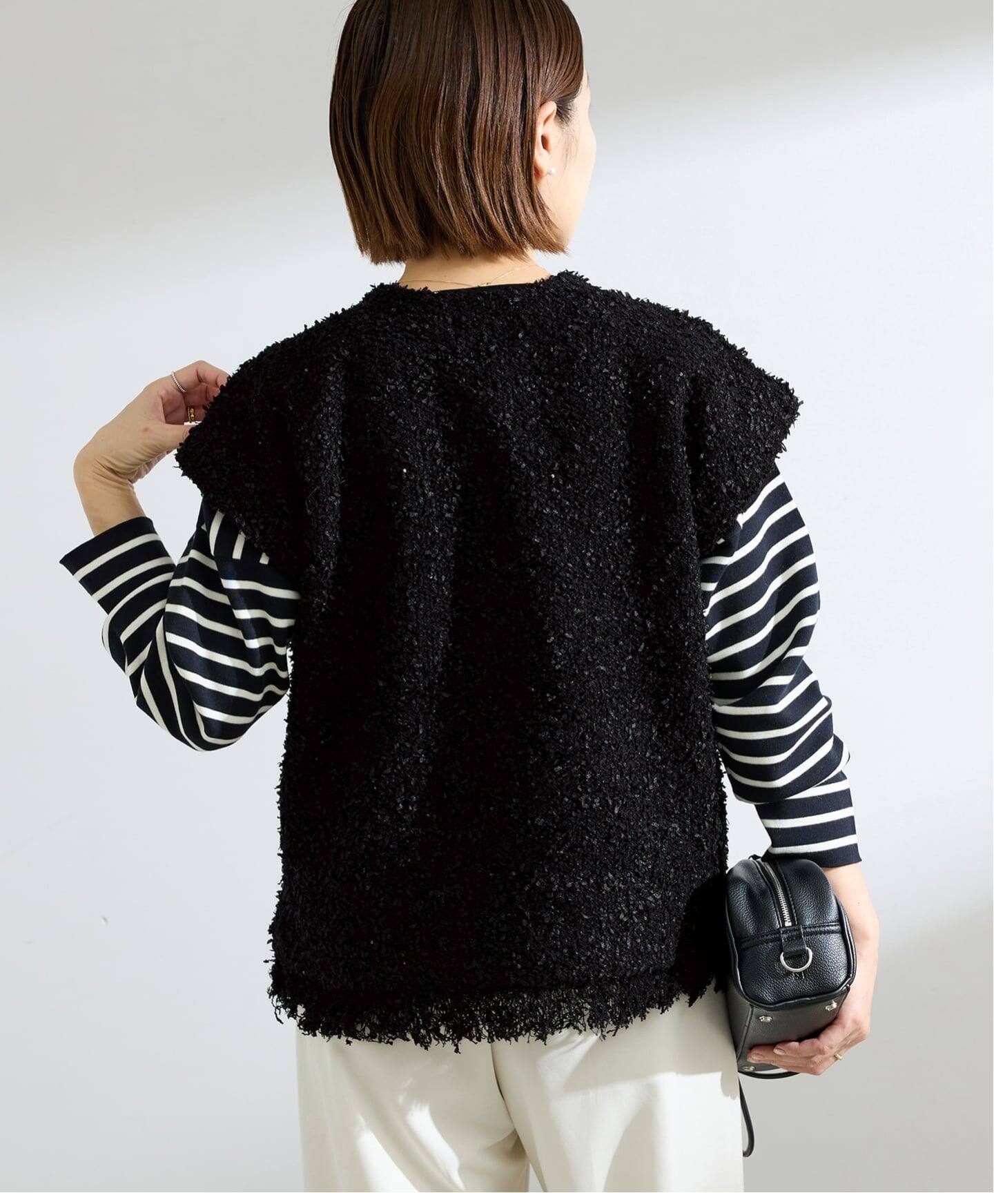 新品未使用　タグ付き　ツイードジレ　IENA ツイードベスト IENA（イエナ） ベスト ジレ ミックスツイードベスト レディース