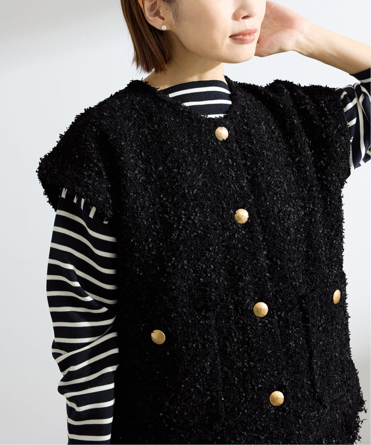 新品未使用　タグ付き　ツイードジレ　IENA ツイードベスト IENA（イエナ） ベスト ジレ ミックスツイードベスト レディース