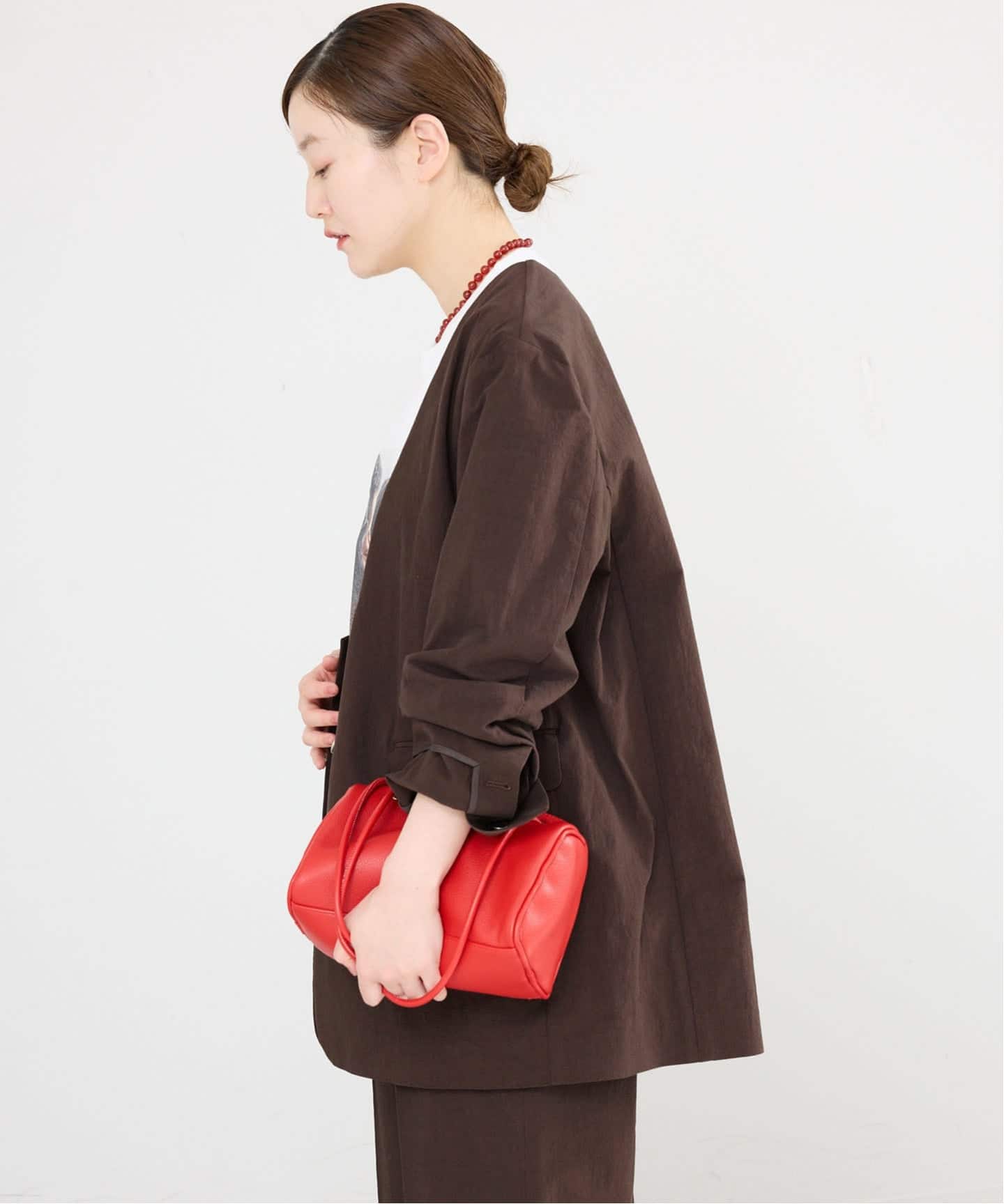 IENA カラーブルゾン ジャケット 美品 タグ付き 一部カラー店舗限定》コットンサブレUネックジャケット（ノーカラー