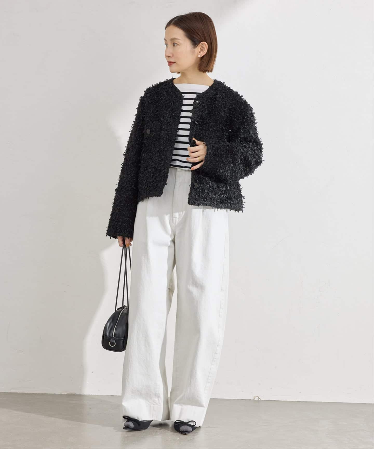 予約》ファンシーツイードジャケット（ノーカラージャケット）｜IENA