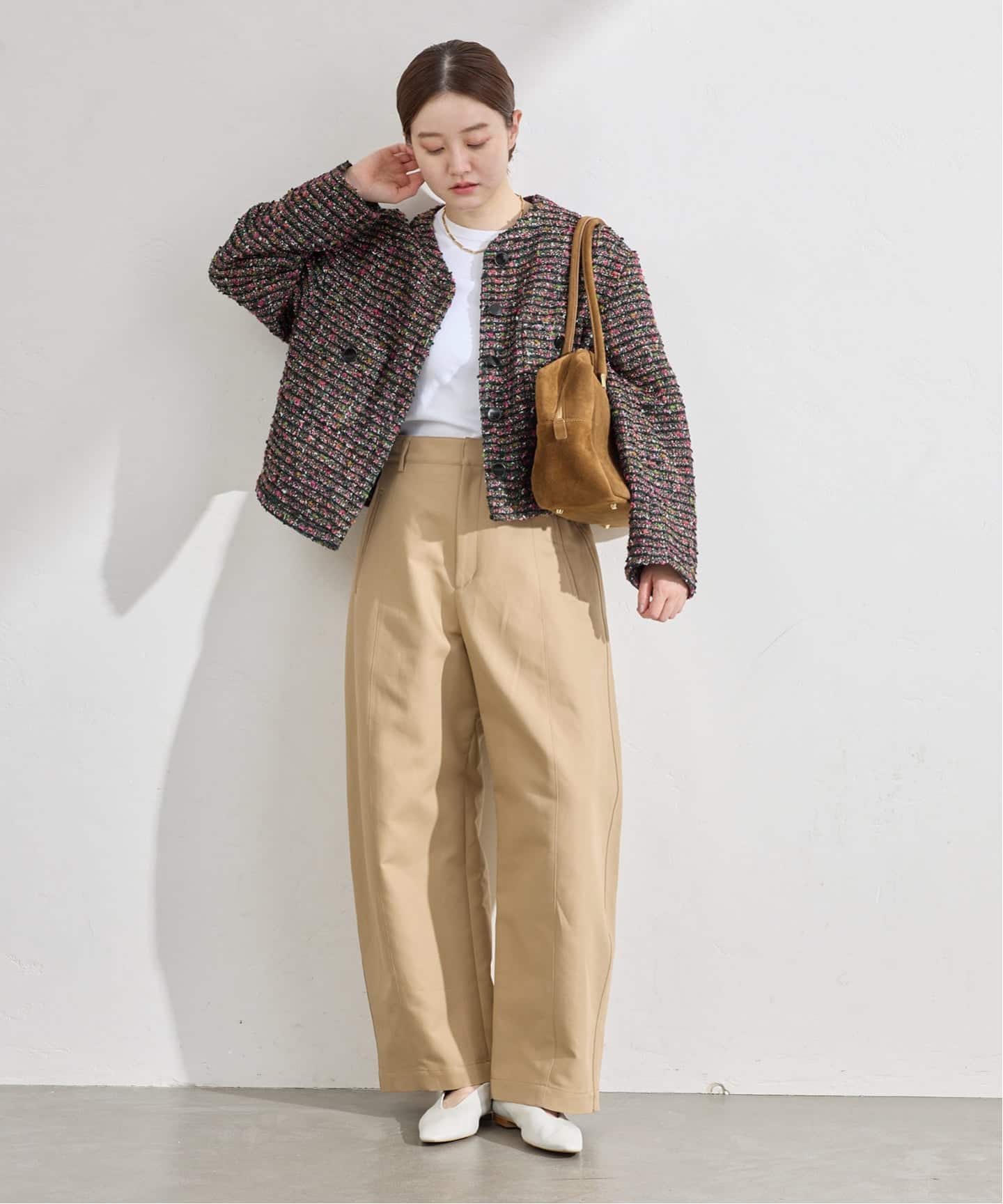 予約》ファンシーツイードジャケット（ノーカラージャケット）｜IENA