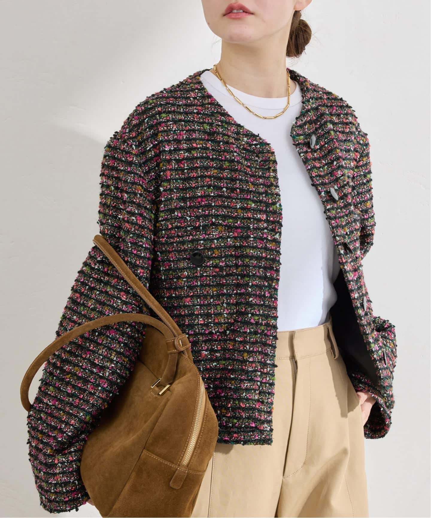 ファンシーツイードジャケット（ノーカラージャケット）｜IENA（イエナ