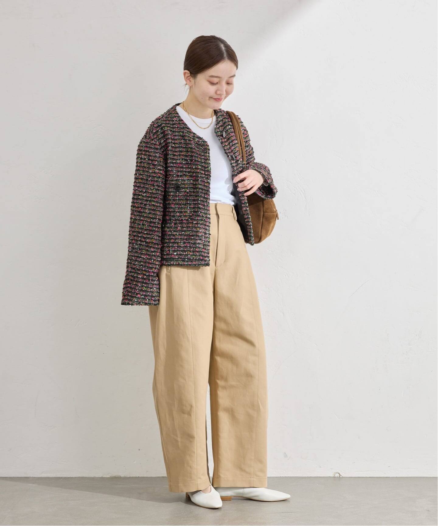 美品 IENA レーヨン麻ツイードジャケット ファンシーツイードジャケット（ノーカラージャケット）｜IENA（イエナ