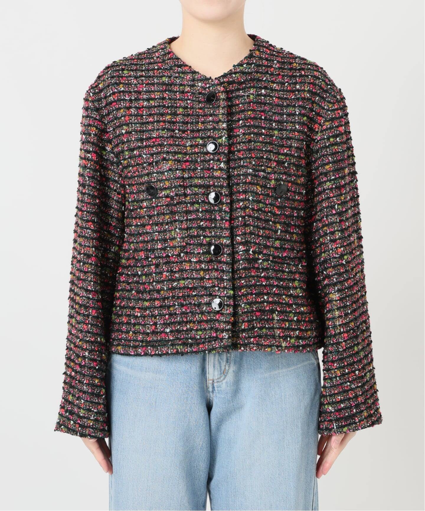 予約》ファンシーツイードジャケット（ノーカラージャケット）｜IENA