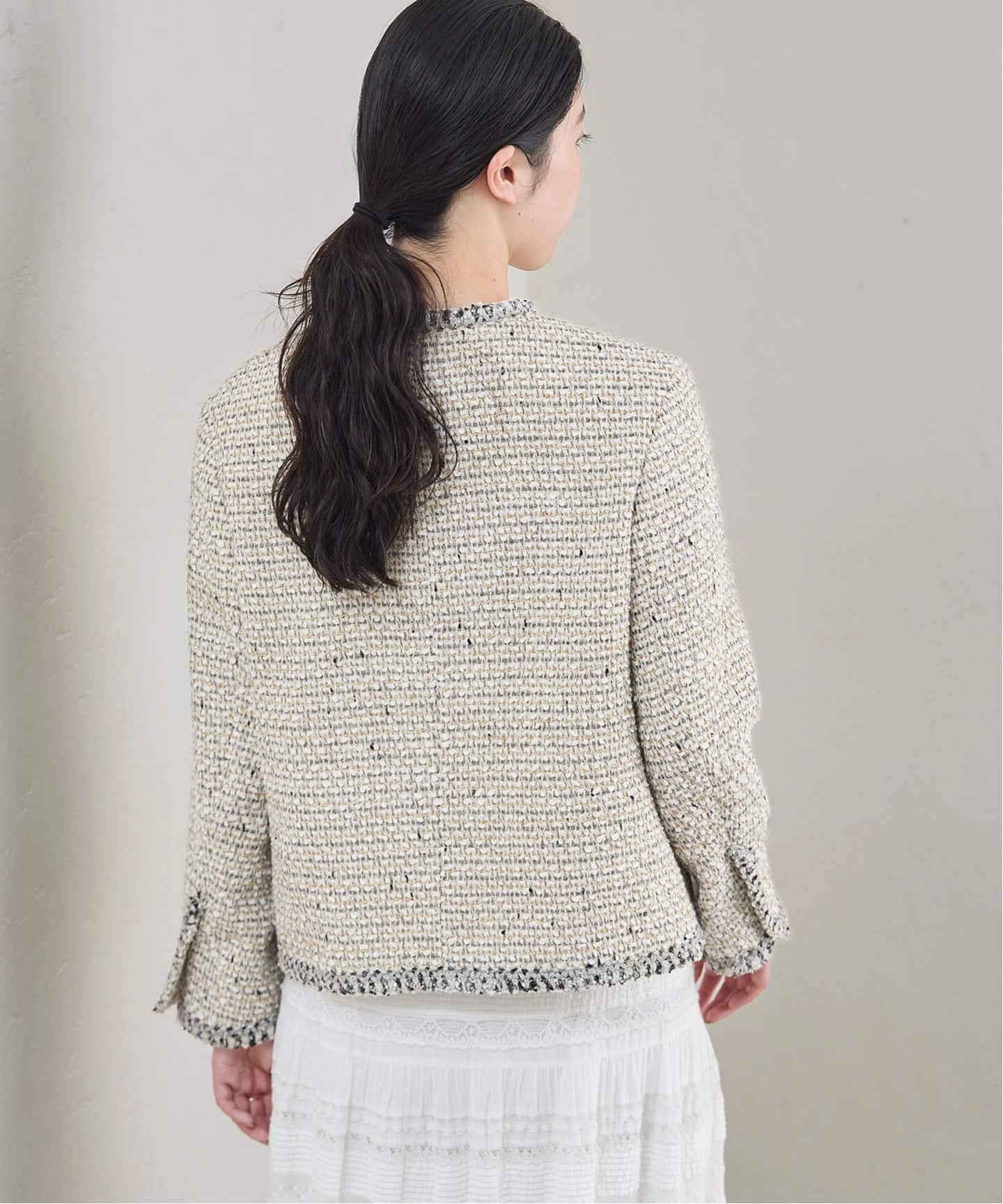IENA 35TH》THE TWEED JACKET with LINTON（ノーカラージャケット