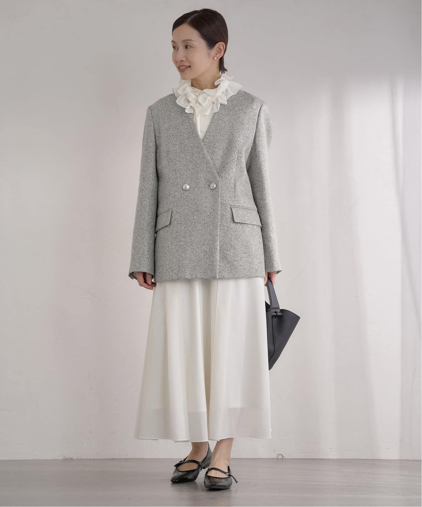 イエナ／美品❤️フォーマルにも！ダブルブレストノーカラージャケット 淡ベージュ ダブルブレストジャケット◇（テーラードジャケット）｜IENA（イエナ