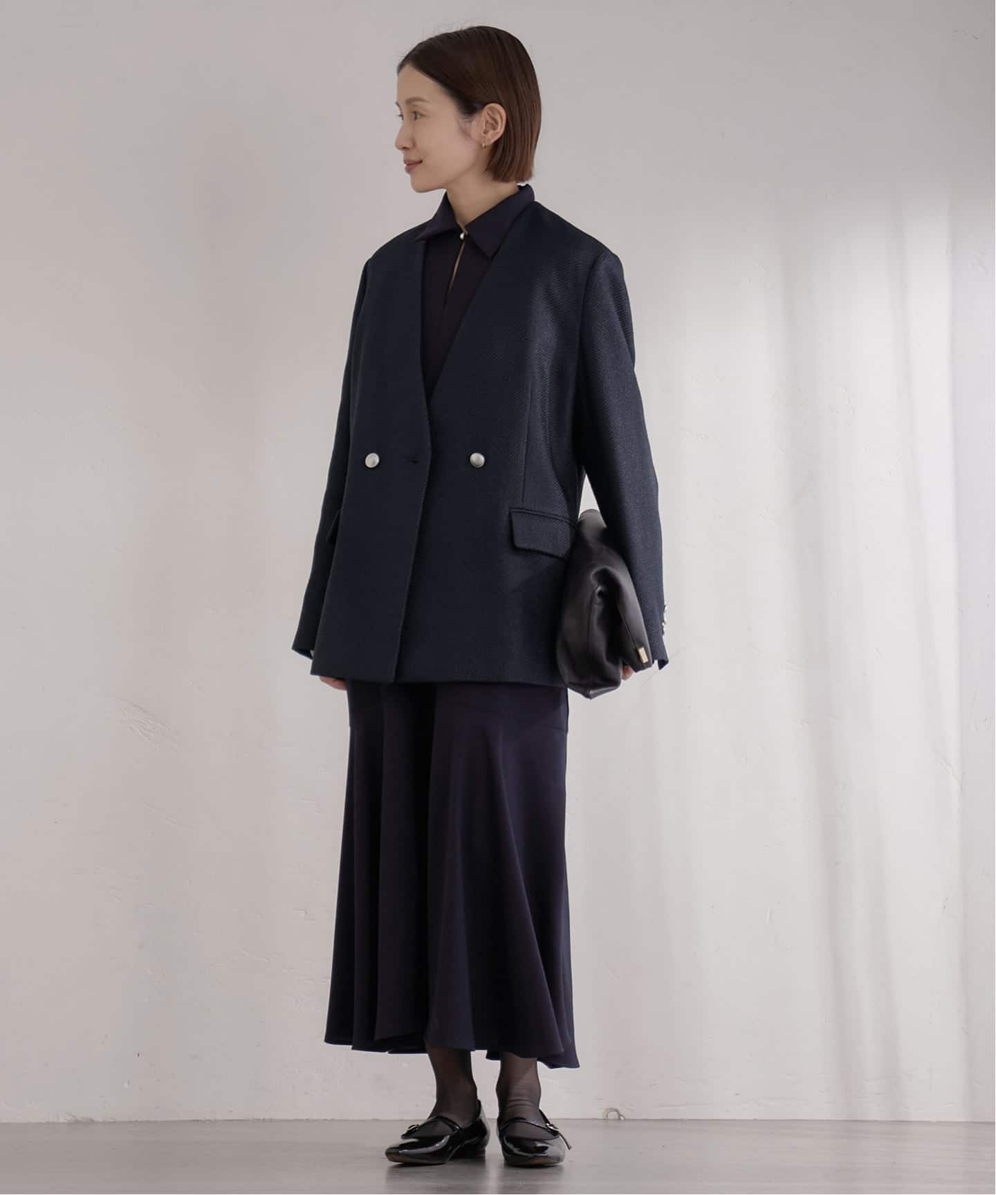 &NAVY ツィーディーダブルジャケット（ノーカラージャケット）｜IENA