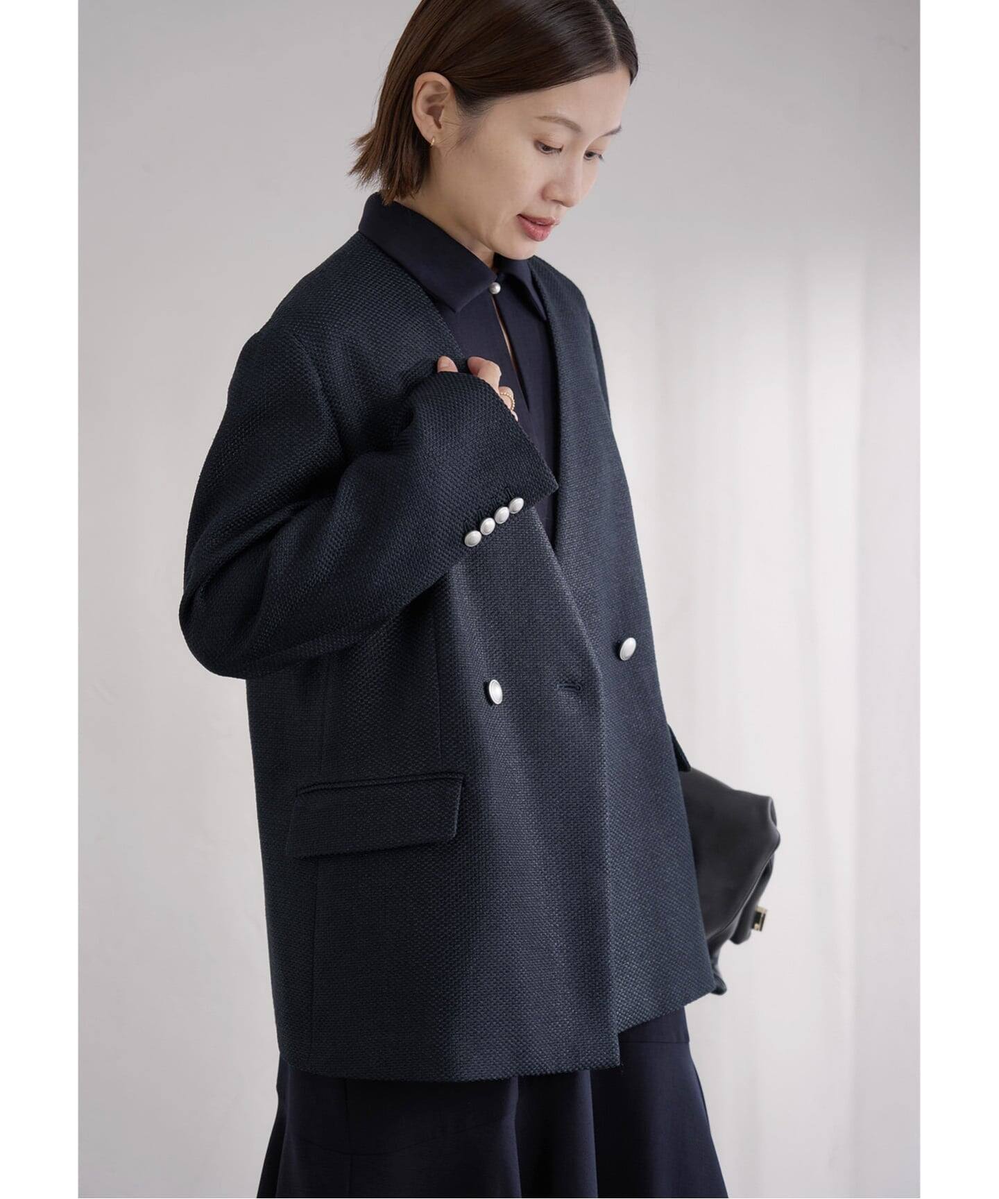 &NAVY ツィーディーダブルジャケット（ノーカラージャケット）｜IENA