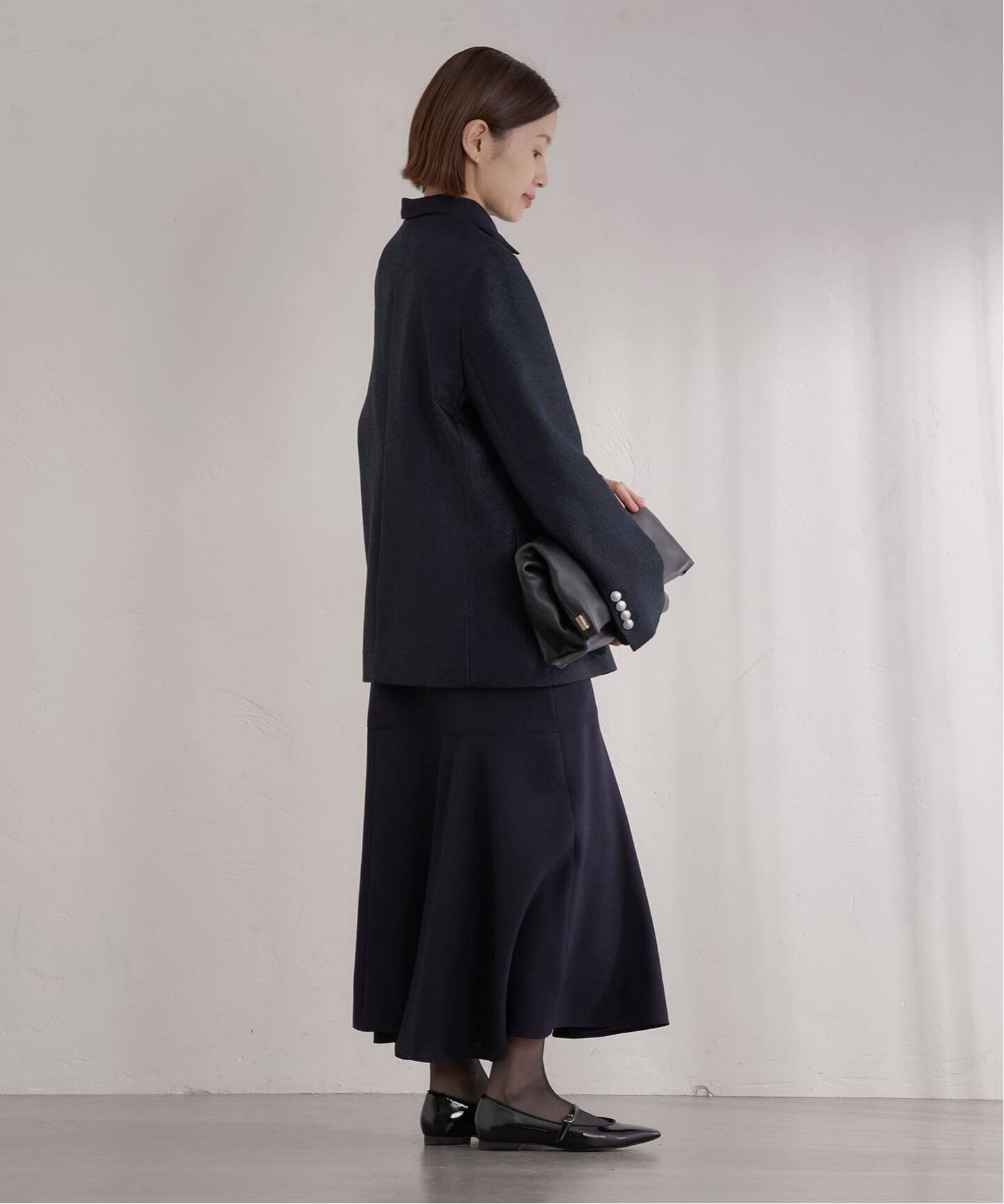 &NAVY ツィーディーダブルジャケット（ノーカラージャケット）｜IENA