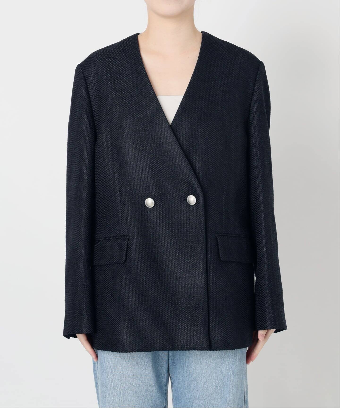 予約》&NAVY ツィーディーダブルジャケット（ノーカラージャケット