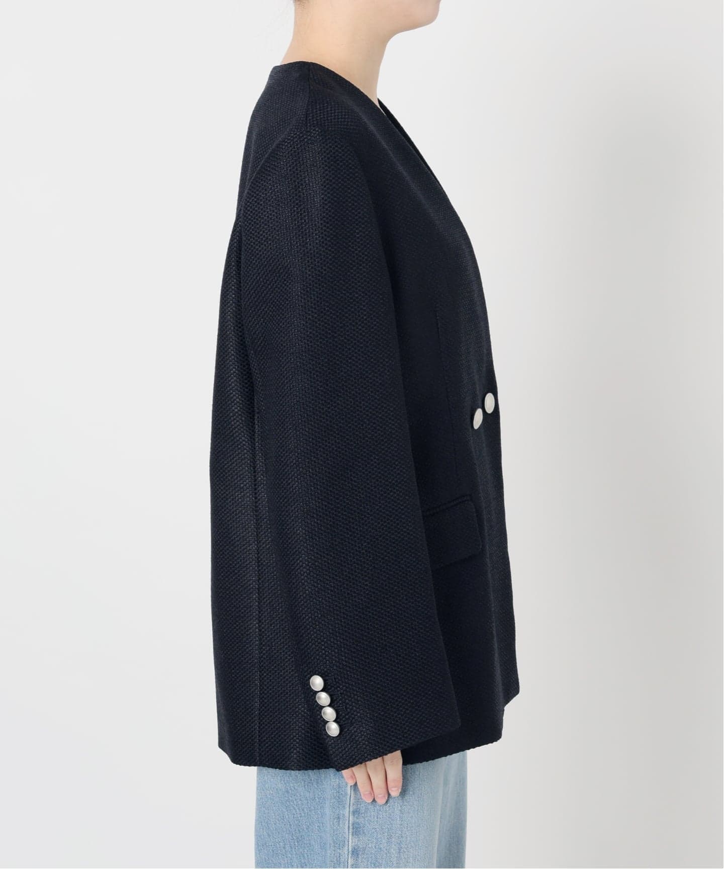 &NAVY ツィーディーダブルジャケット（ノーカラージャケット）｜IENA