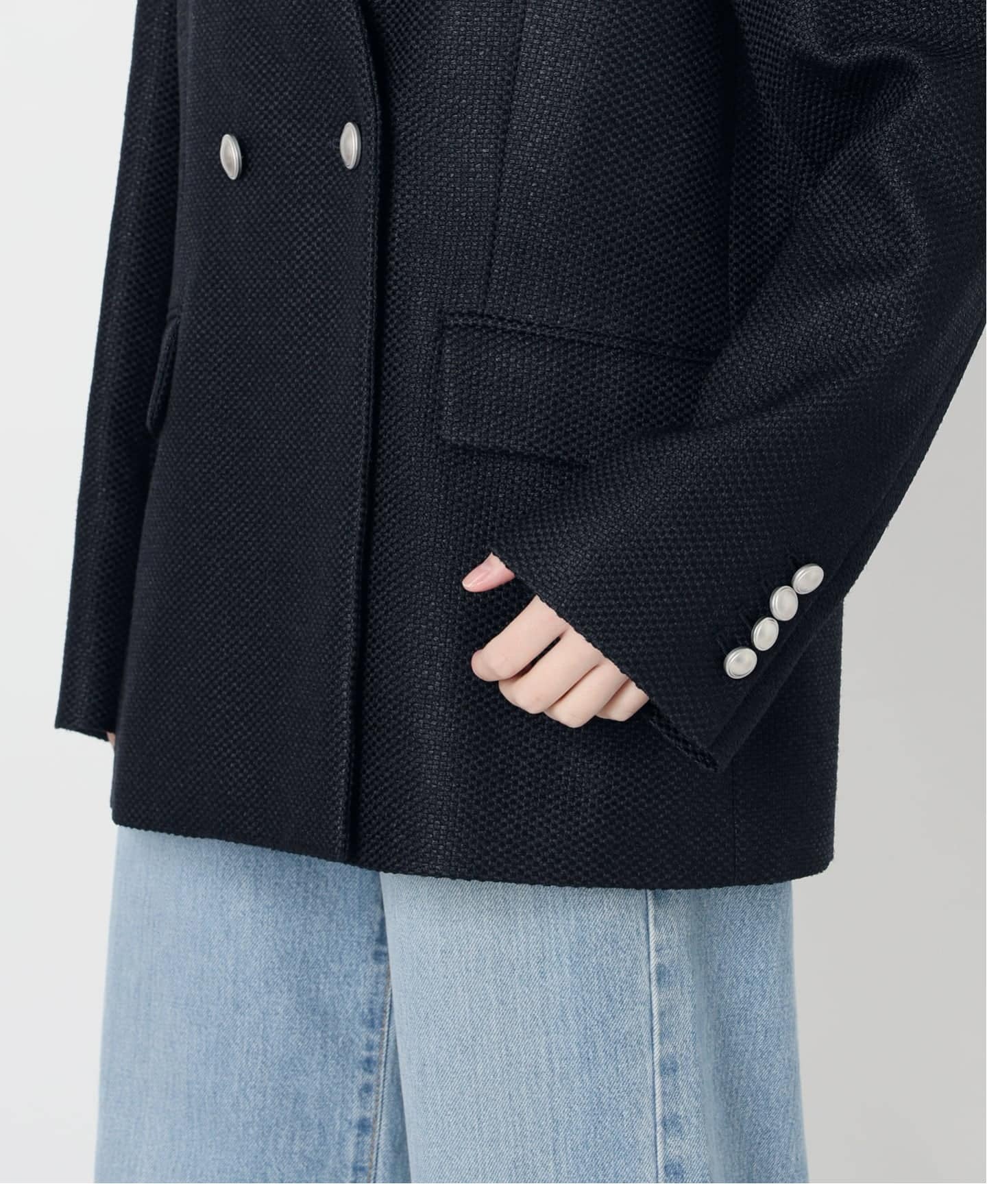 &NAVY ツィーディーダブルジャケット（ノーカラージャケット）｜IENA