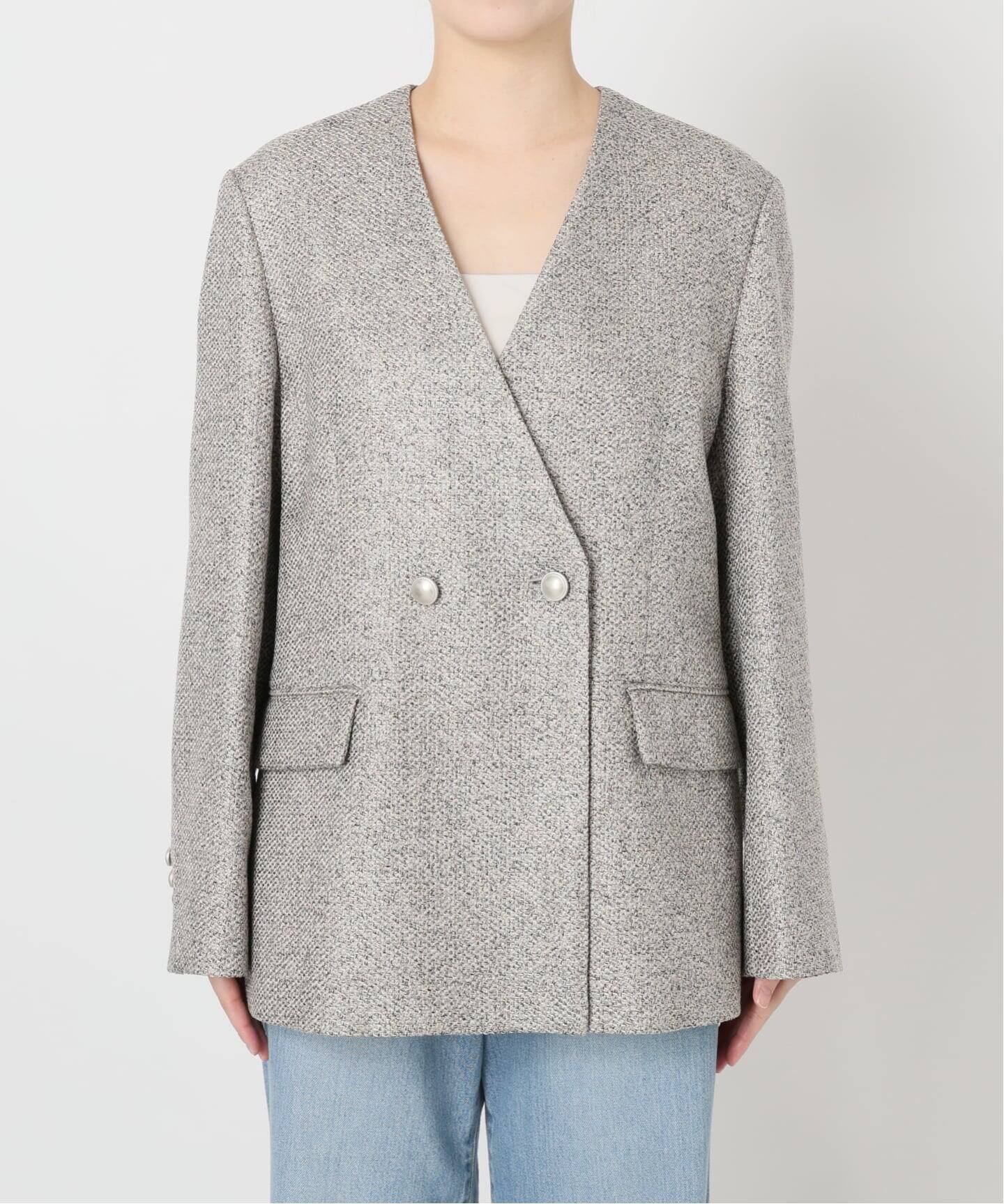 予約》&NAVY ツィーディーダブルジャケット（ノーカラージャケット