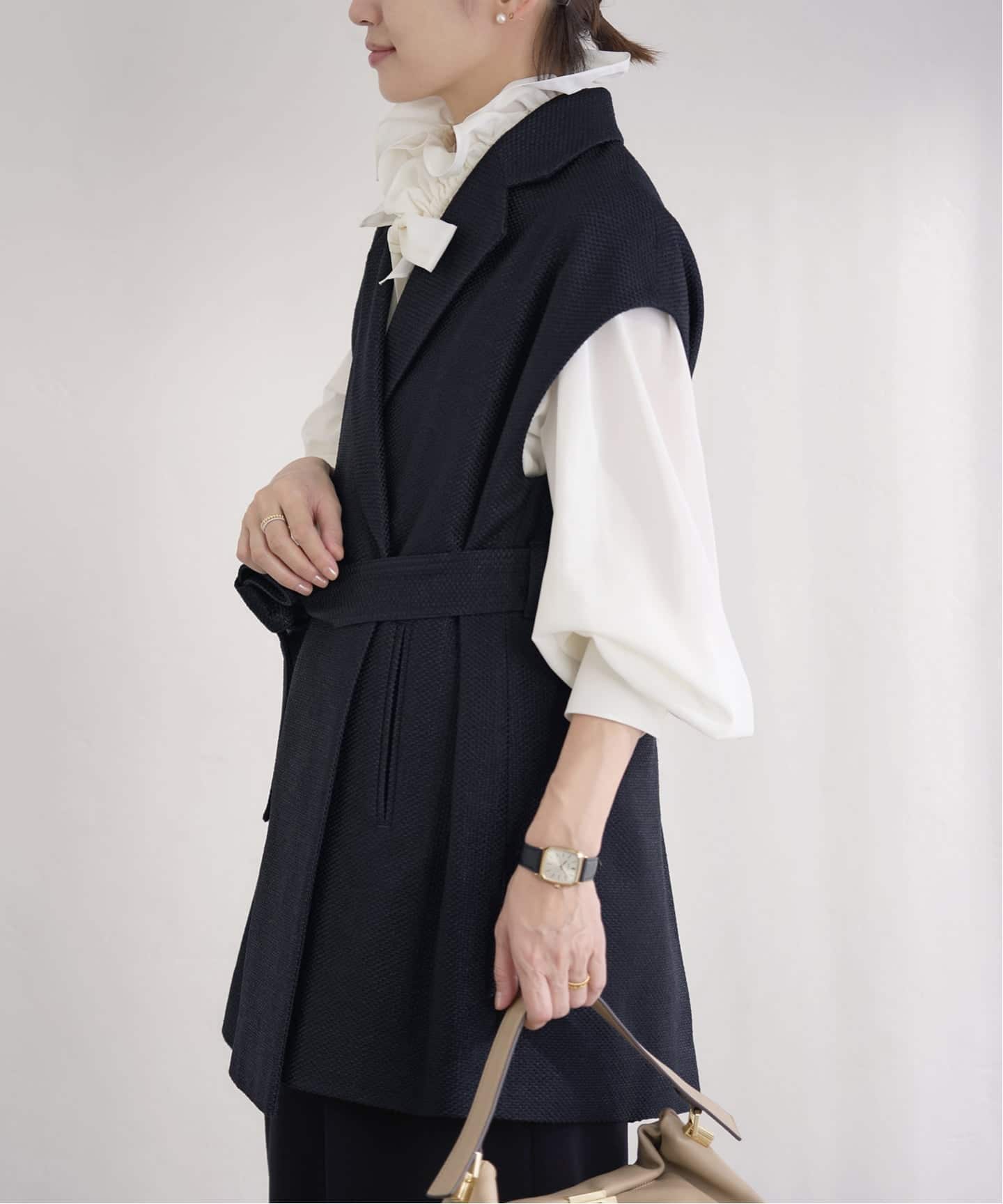 IÉNA ネイビーノーカラー　ジレ リネンミックスジレ（ジレ）｜IENA（イエナ）の通販｜BAYCREW'S STORE