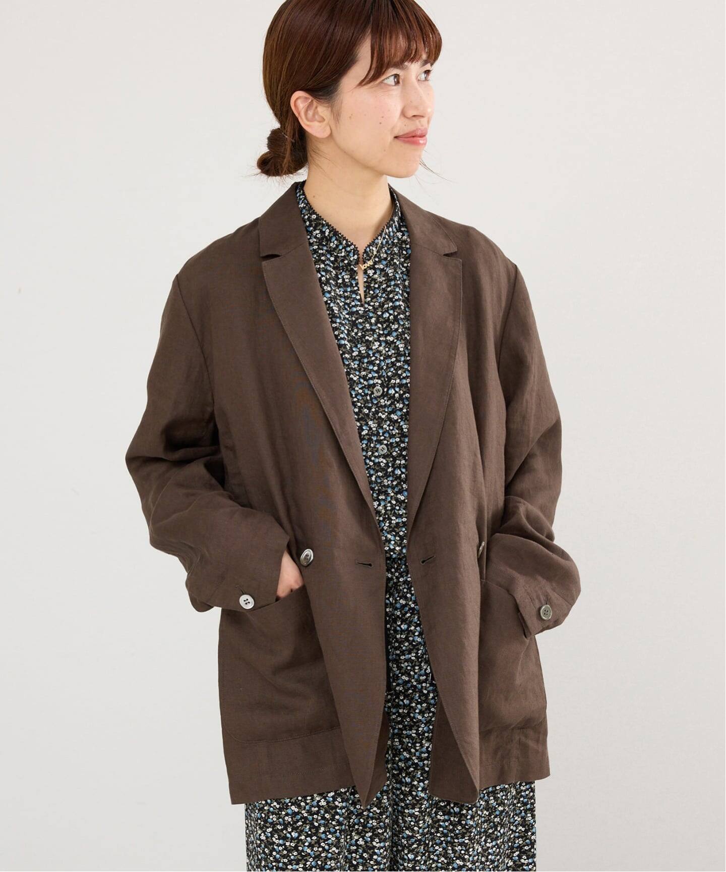 IENA ウォッシャブル ソフトリネン リラックスジャケット 追加》ウォッシャブル ソフトリネン リラックスジャケット（テーラード