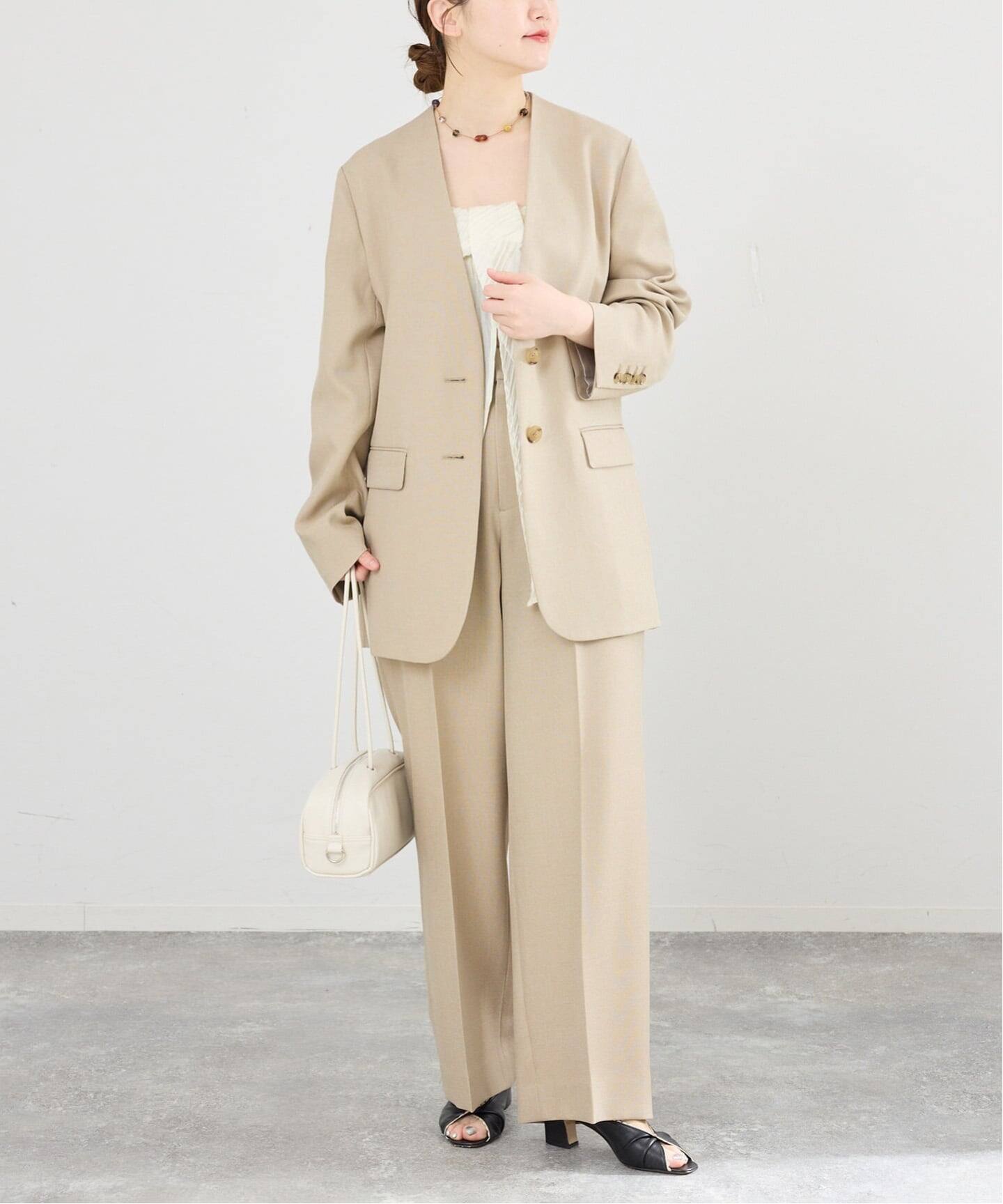 セットアップ対応/予約》シャークツイードノーカラージャケット（ノー