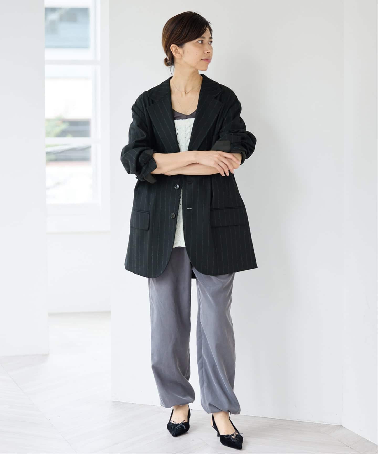 別注クチュールドアダム Tiered Jamp suit 予約》COUTURE D'ADAM/クチュールドアダム 別注 CashmereBlendStripe
