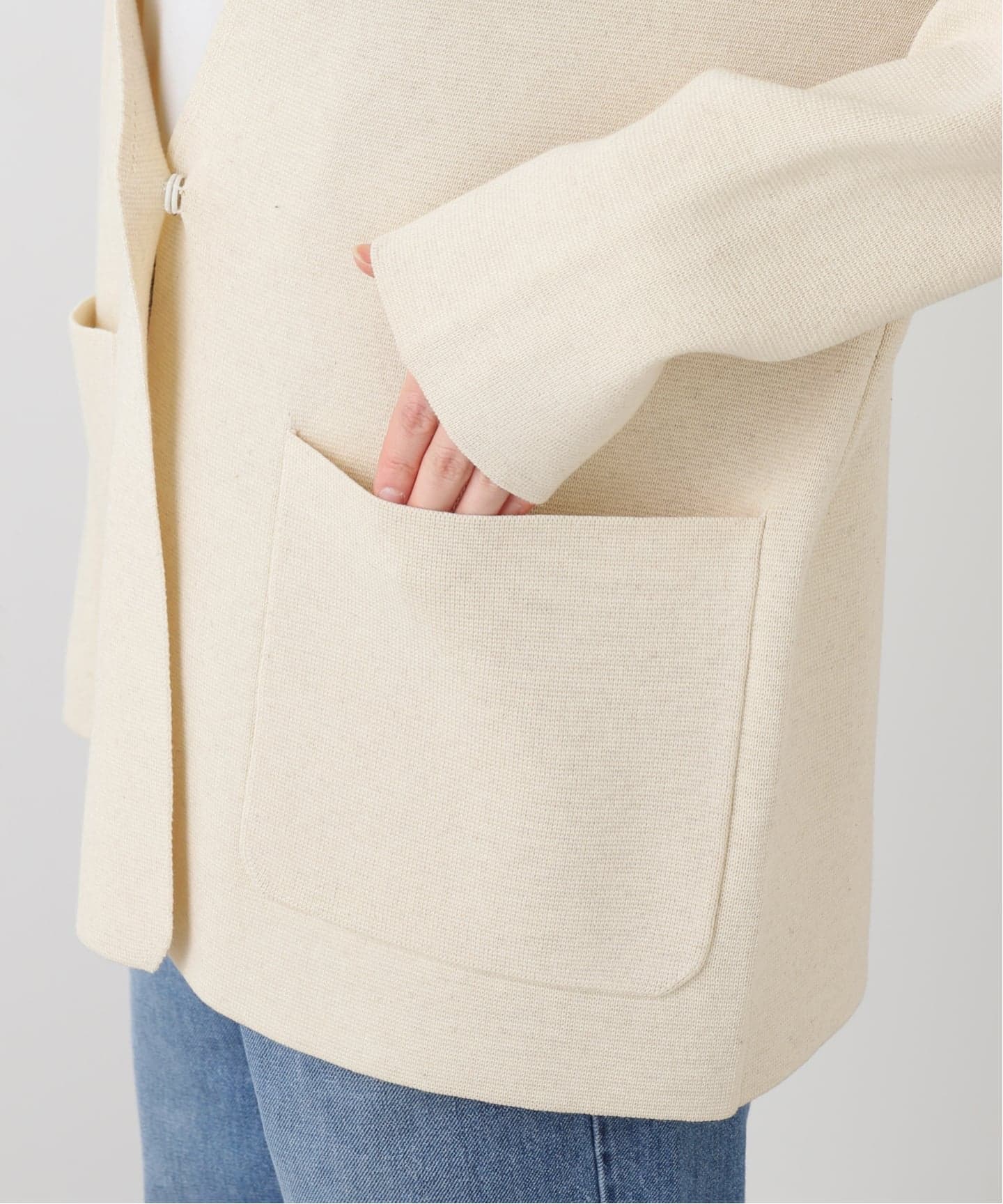 ミラノリブVネックニットジャケット（ノーカラージャケット）｜SLOBE