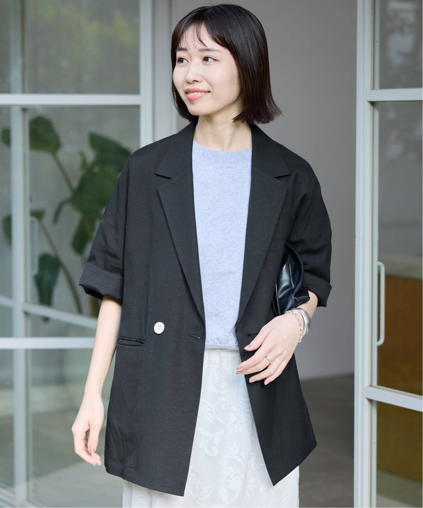 WEB限定/追加》リネンレーヨンハーフスリーブジャケット（その他