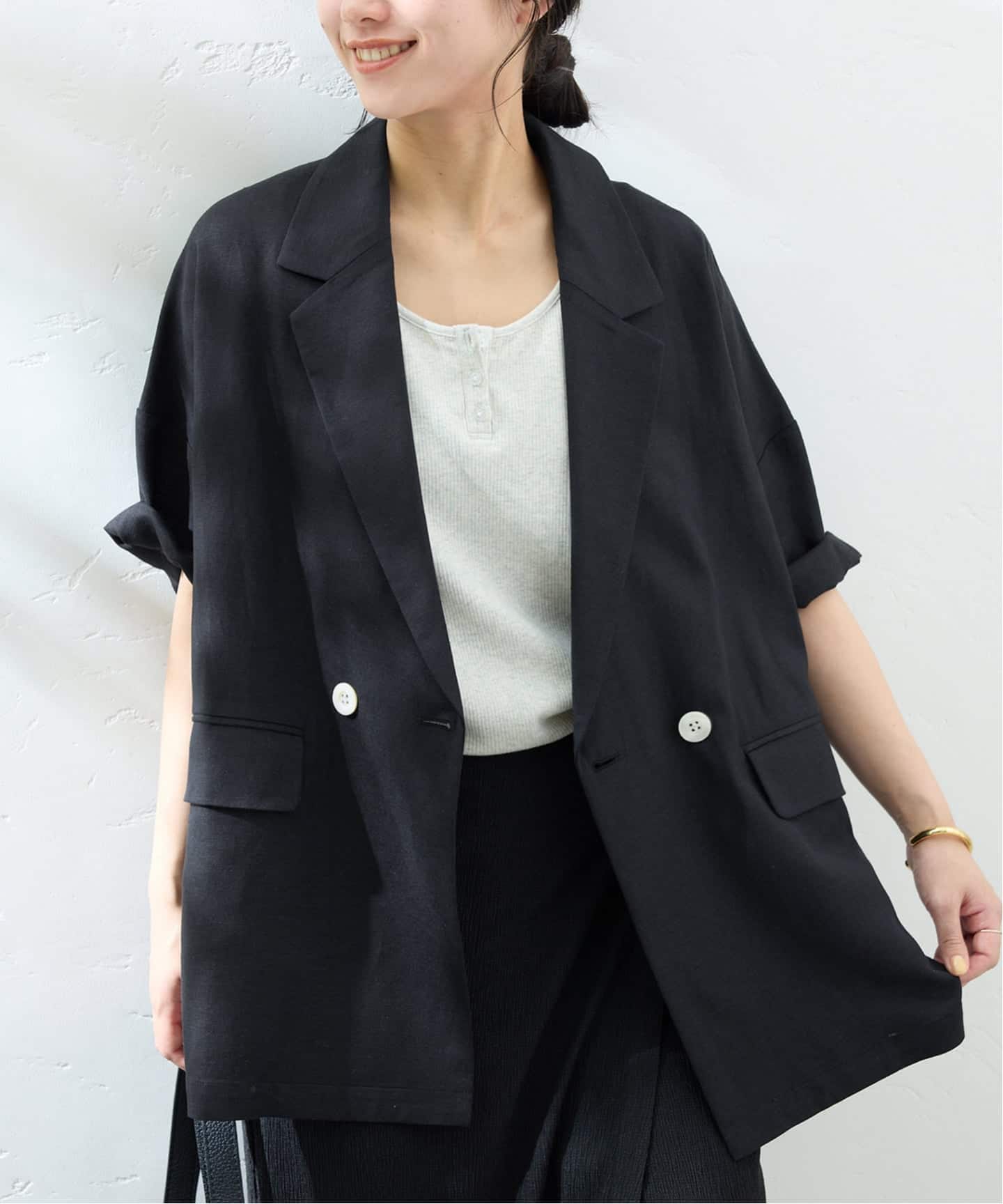 追加2》リネンレーヨンハーフスリーブジャケット（その他ジャケット