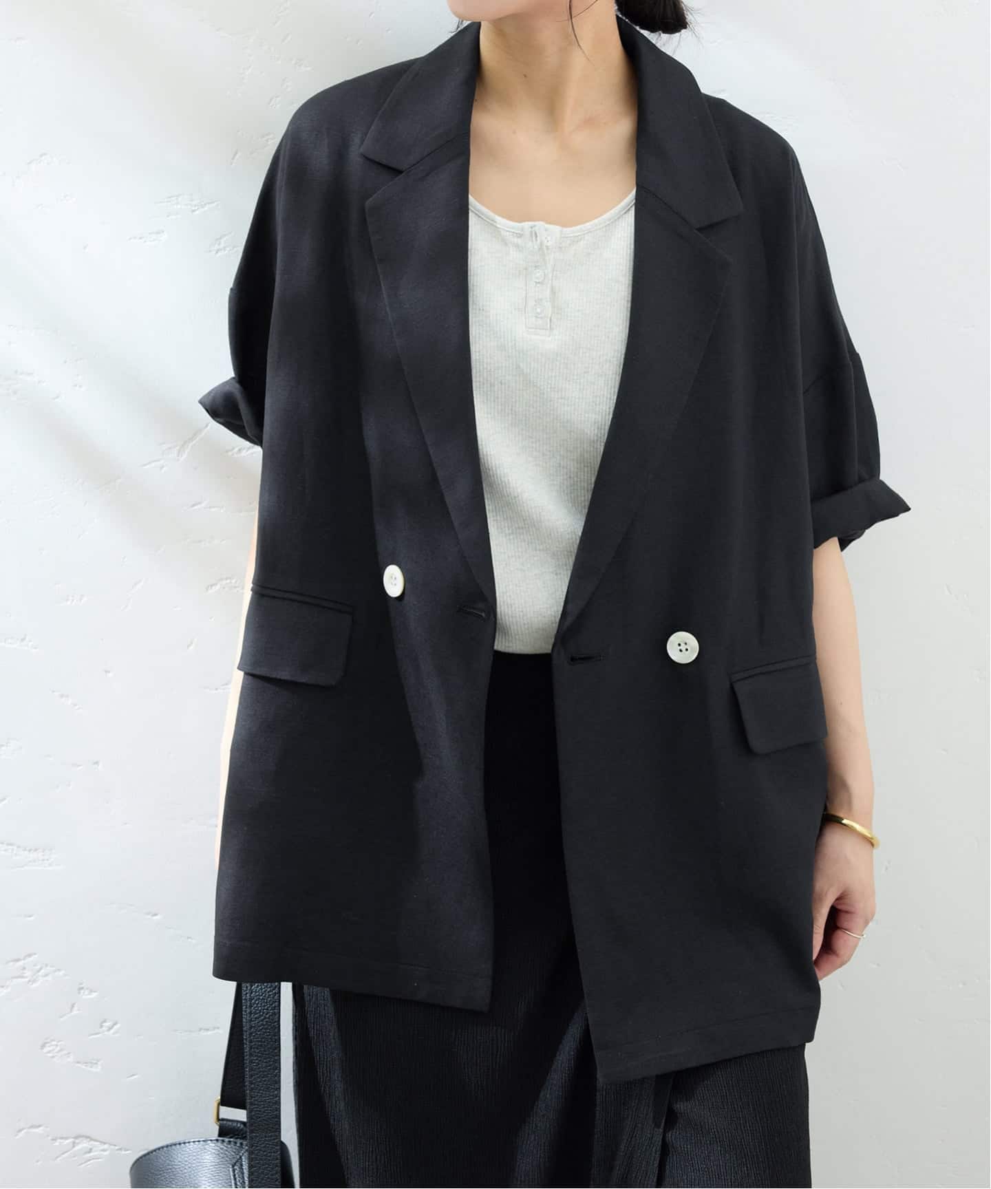 SLOBE IENA リネンレーヨンハーフスリーブジャケット36 追加2》リネンレーヨンハーフスリーブジャケット（その他ジャケット