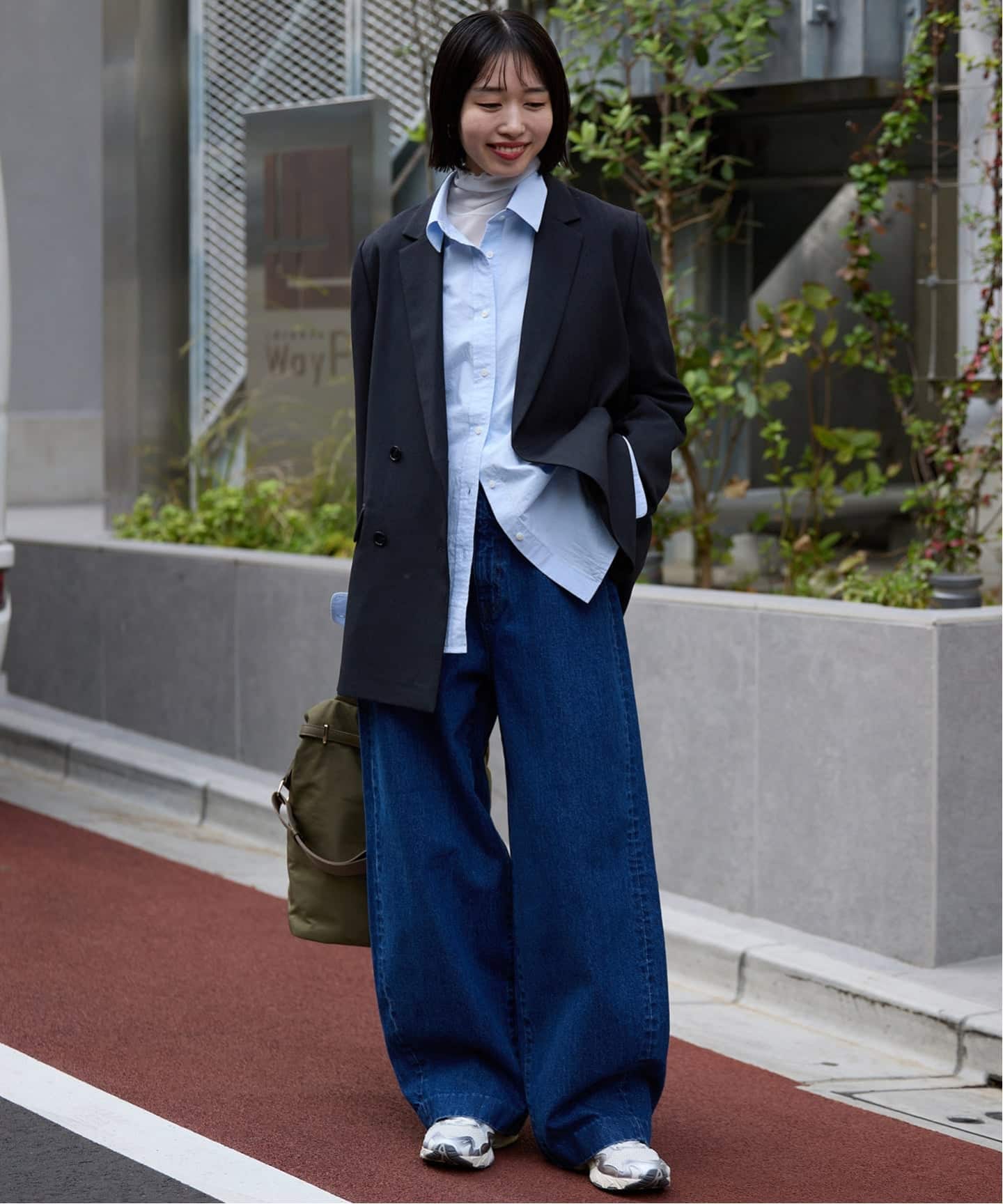 【新品】スローブイエナウォッシャブルツイルダブルジャケット　ネイビー　サイズ36 追加》ウォッシャブルツイルダブルジャケット（テーラードジャケット