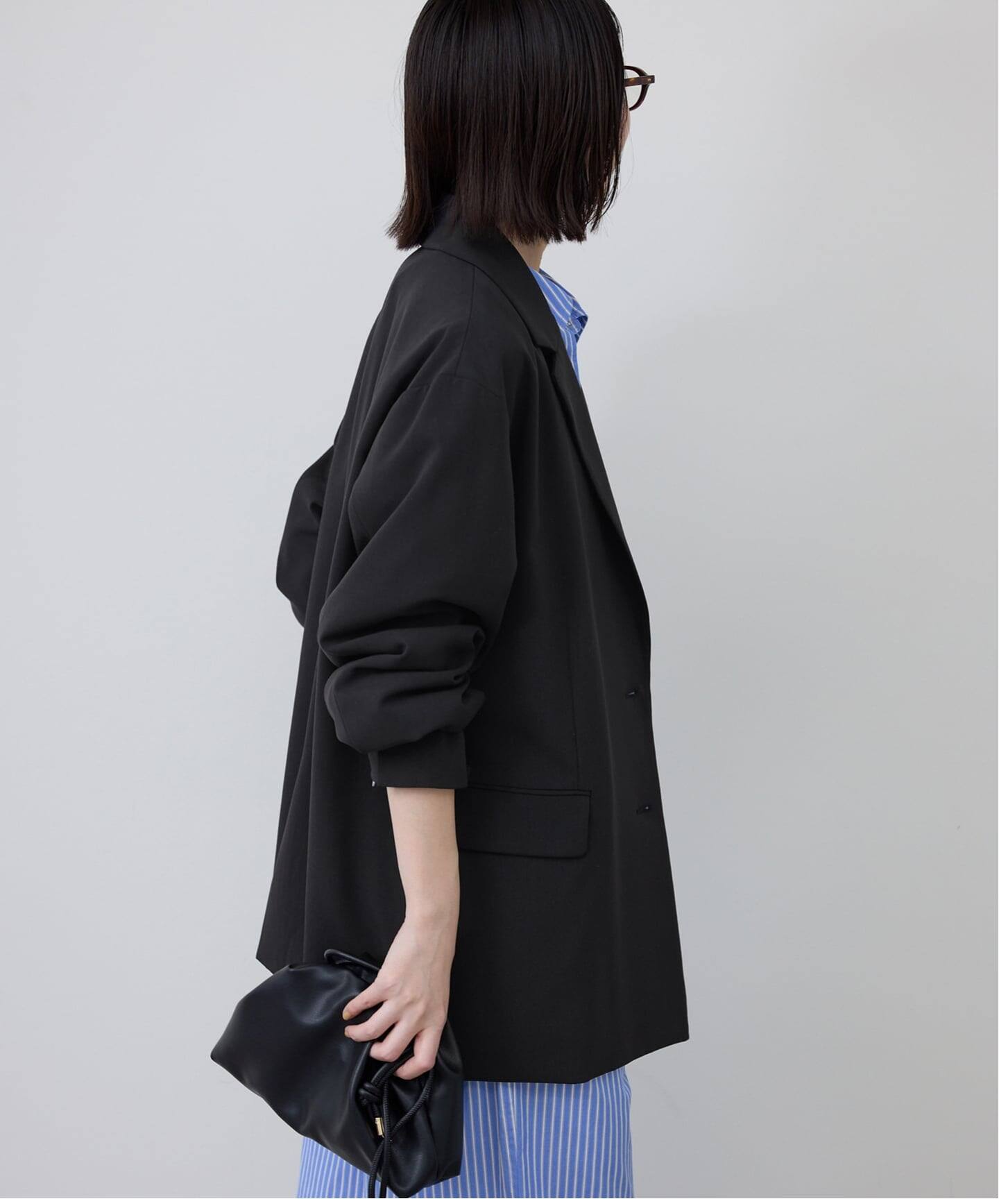 SLOBE IENA リネンジャケット黒フリーサイズ 美品軽アウター 春夏羽織り SLOBE IENA（スローブイエナ） コート アウター シングルオーバー