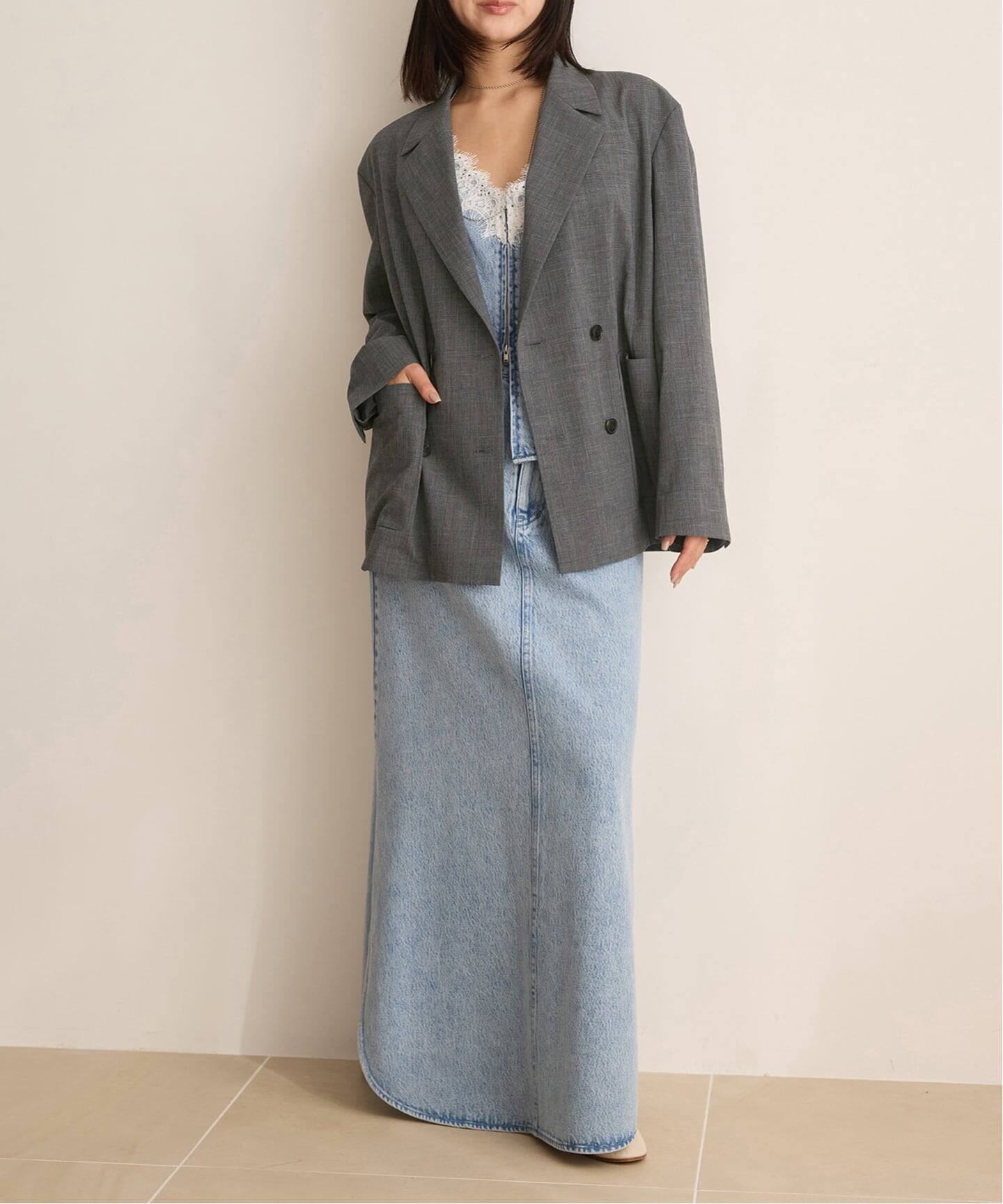 IENA LA BOUCLE グレンチェックダブルブレストジャケット（テーラード 