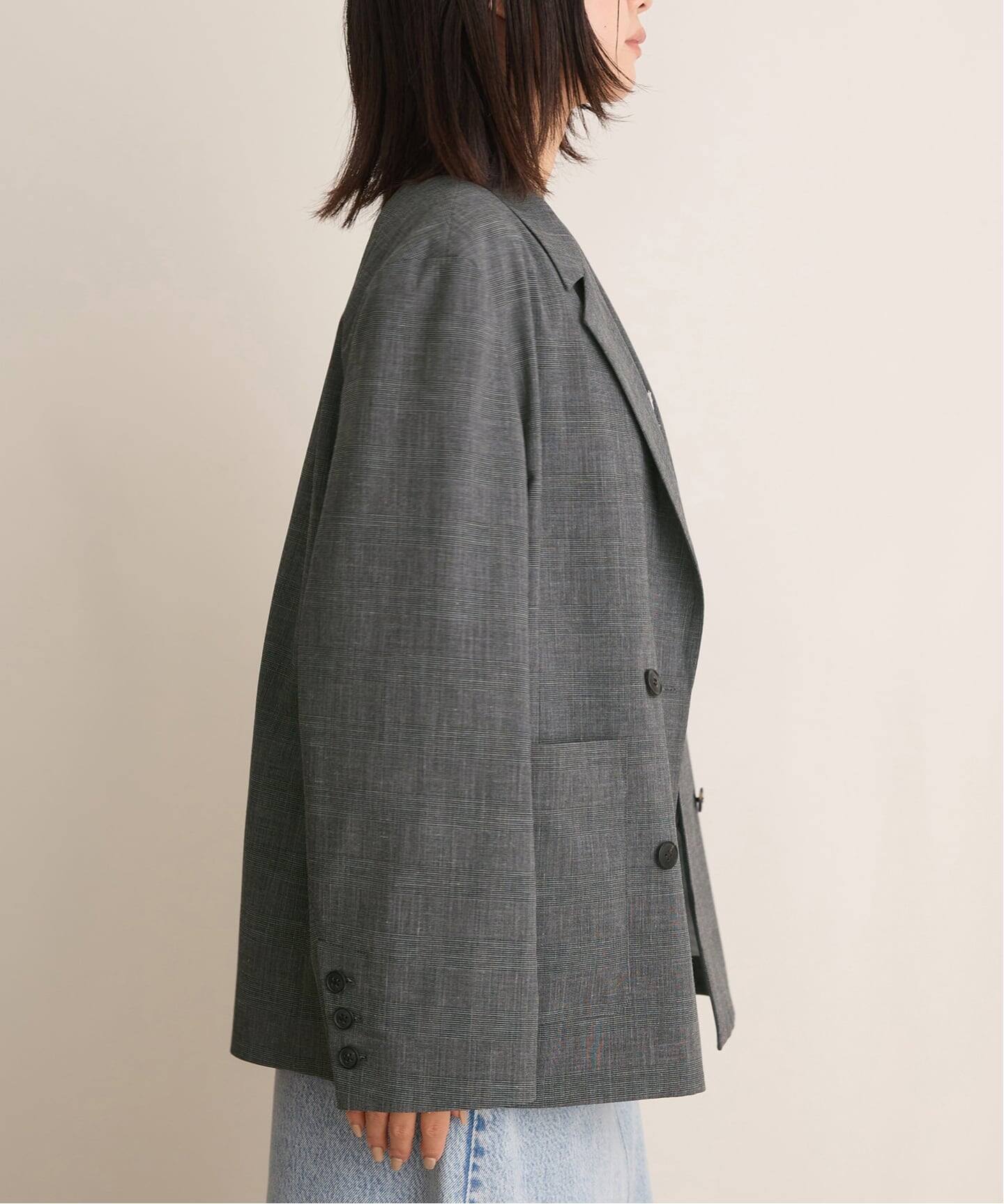 IENA LA BOUCLE グレンチェックダブルブレストジャケット（テーラード 