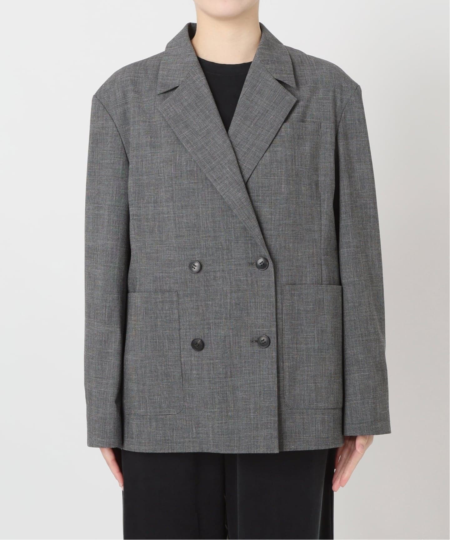 予約》IENA LA BOUCLE グレンチェックダブルブレストジャケット