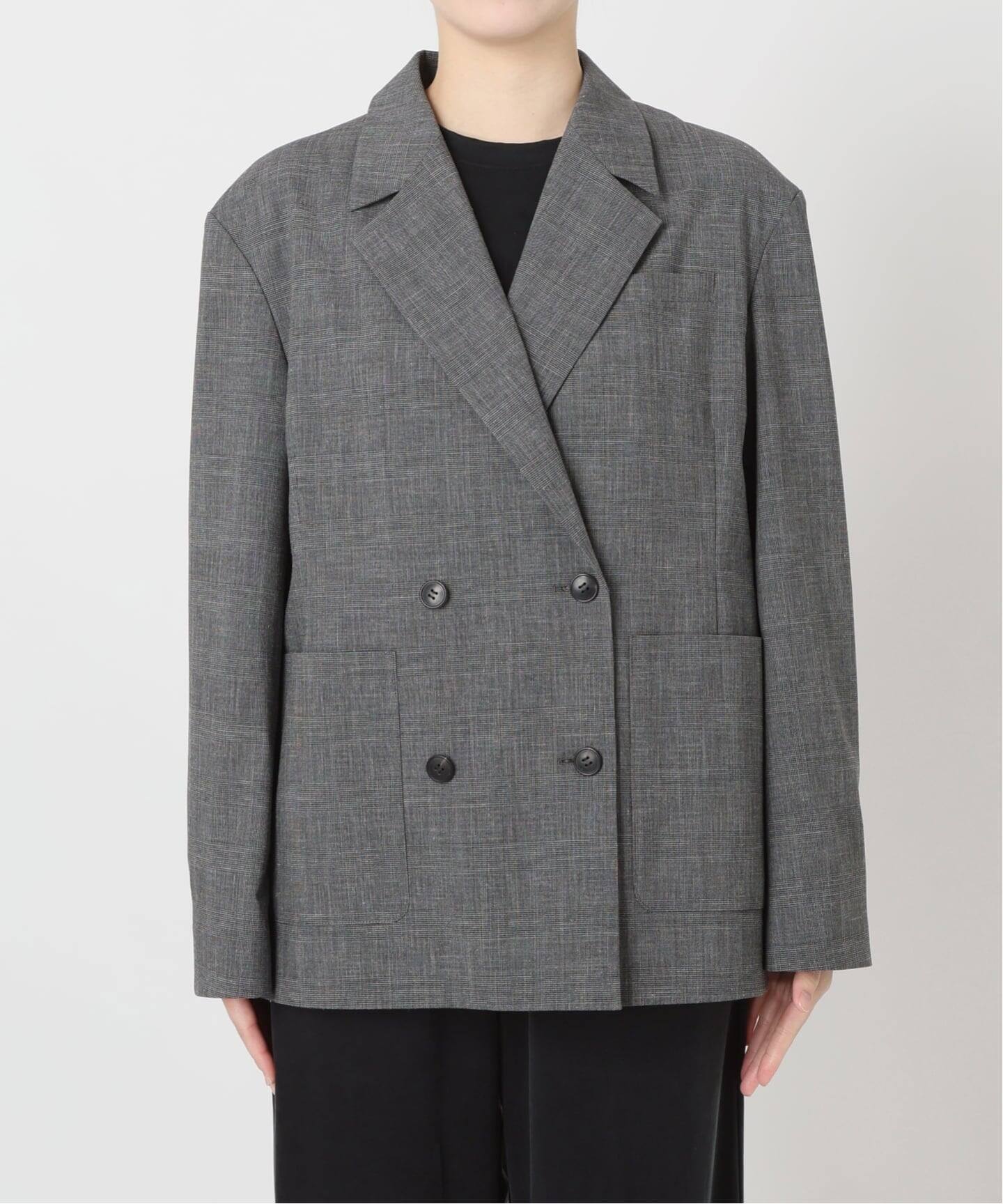 IENA LA BOUCLE グレンチェックダブルブレストジャケット（テーラード 