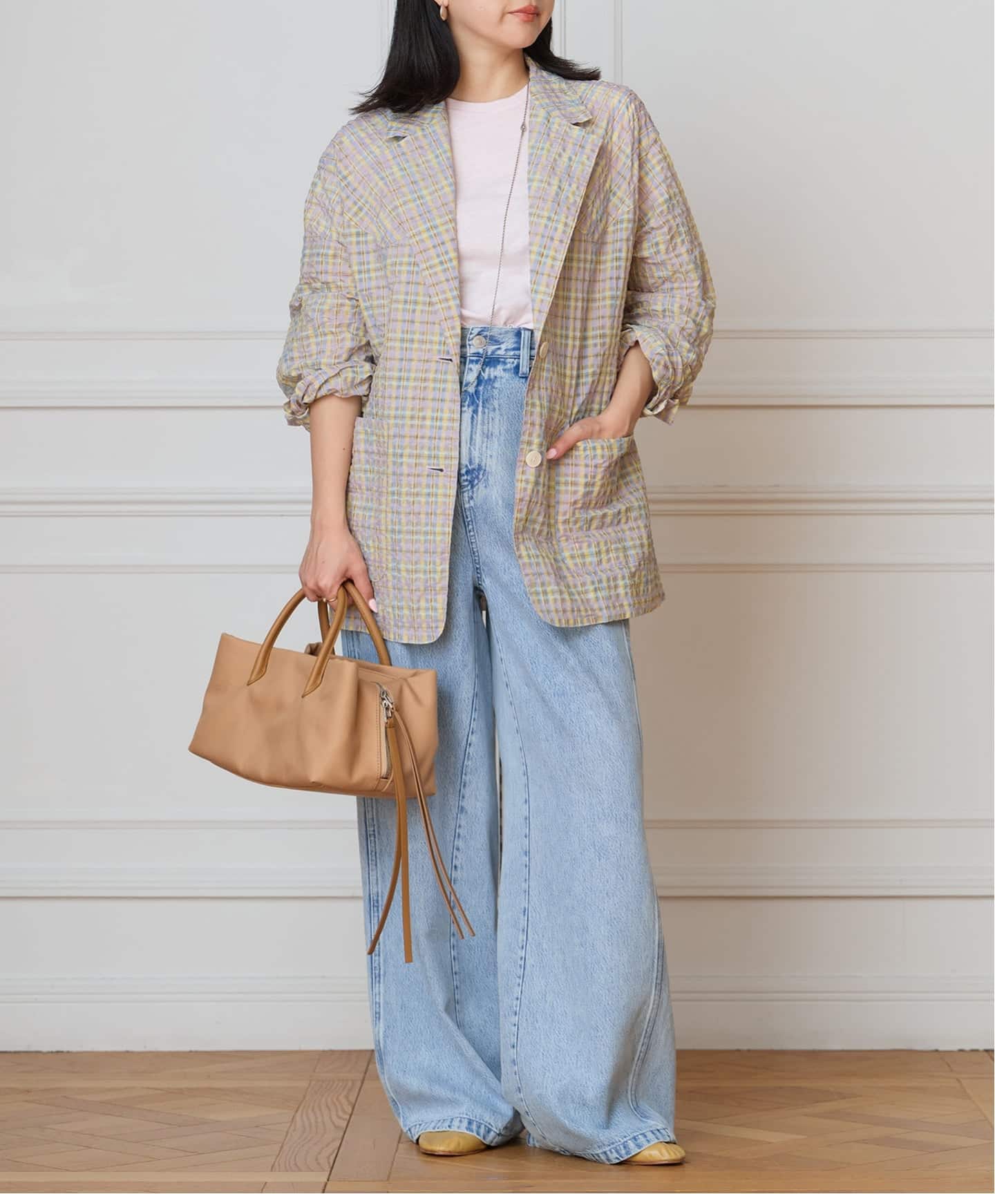 IENA LA BOUCLE シアーチェックジャケット（テーラードジャケット