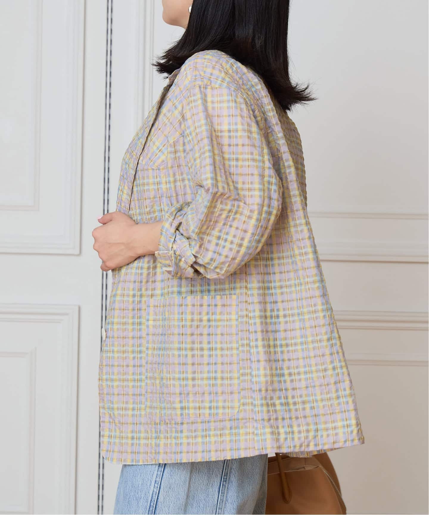 IENA LA BOUCLE シアーチェックジャケット（テーラードジャケット