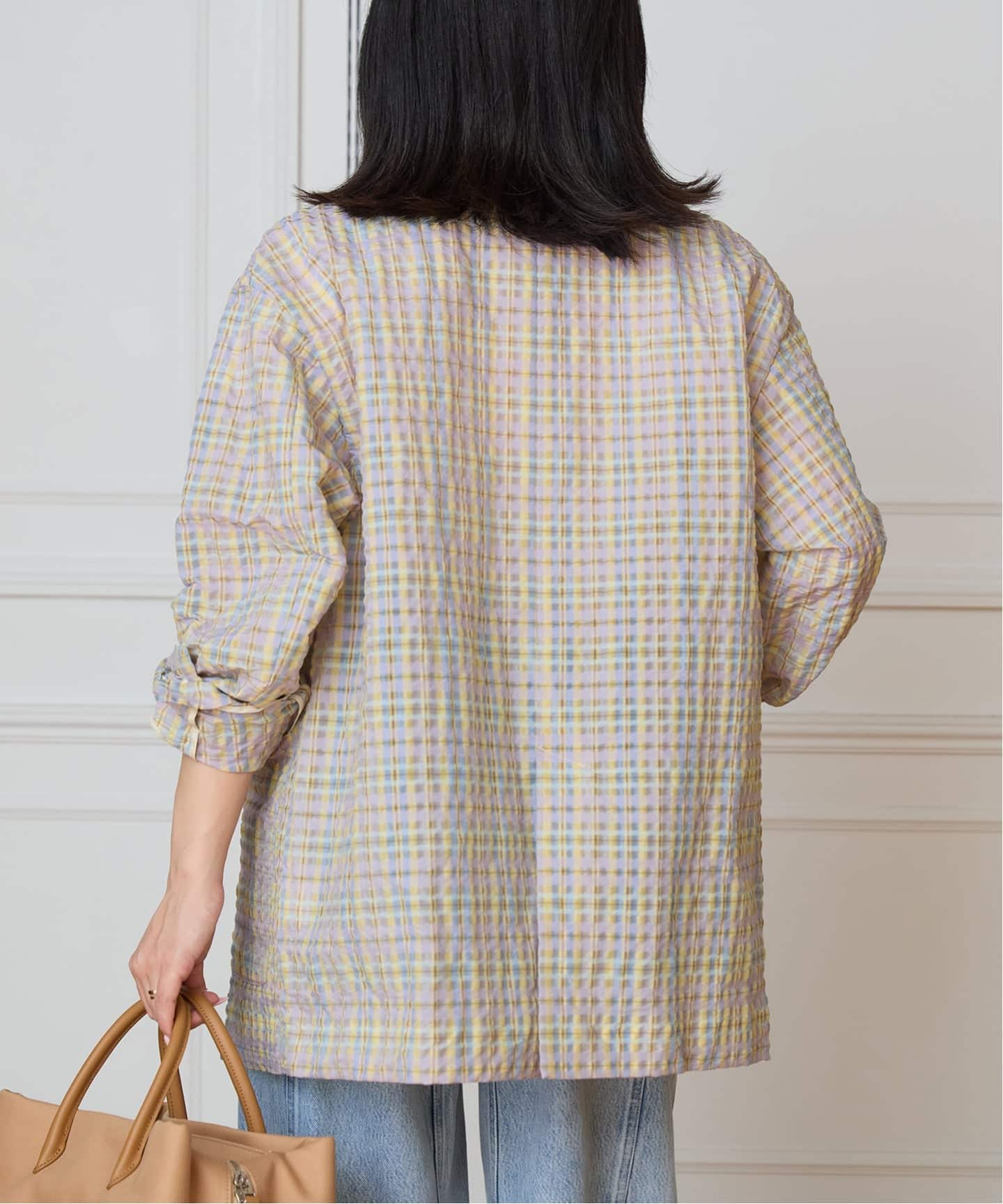 IENA LA BOUCLE シアーチェックジャケット（テーラードジャケット