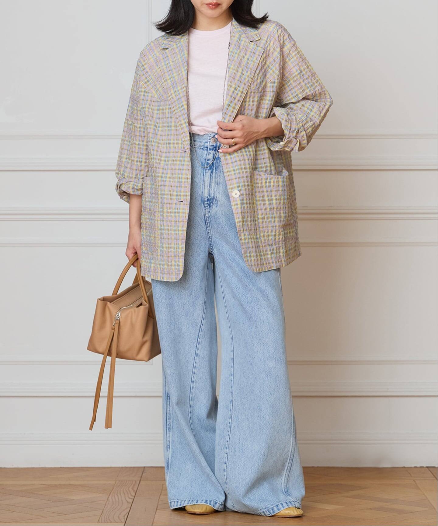 IENA LA BOUCLE シアーチェックジャケット（テーラードジャケット