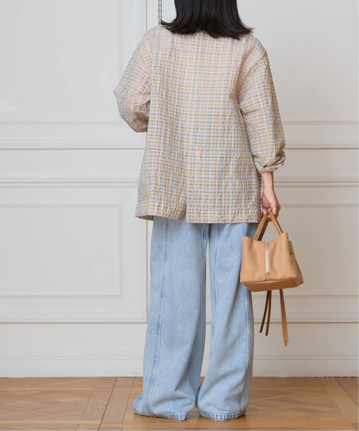 IENA LA BOUCLE シアーチェックジャケット（テーラードジャケット