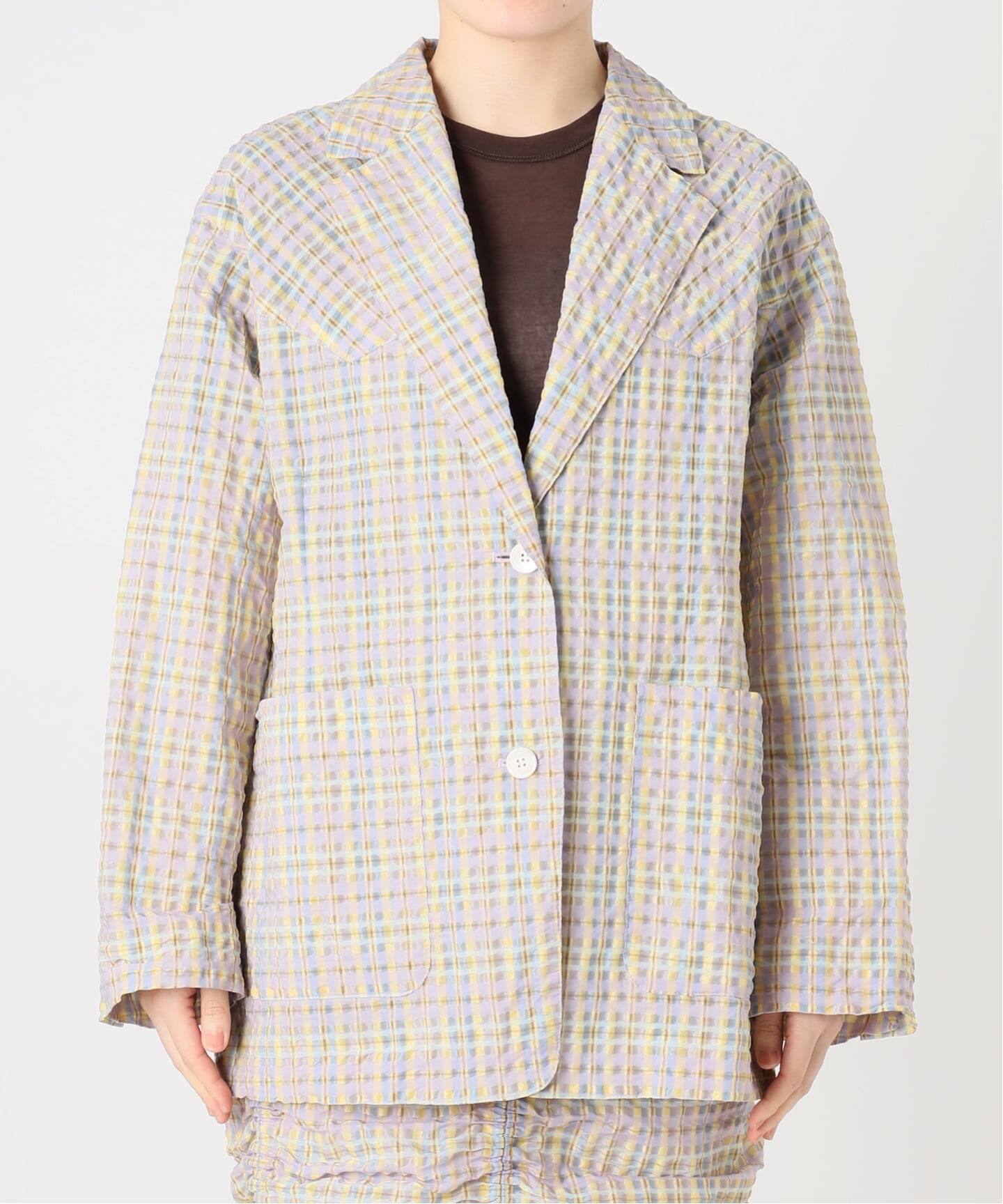 IENA LA BOUCLE シアーチェックジャケット（テーラードジャケット