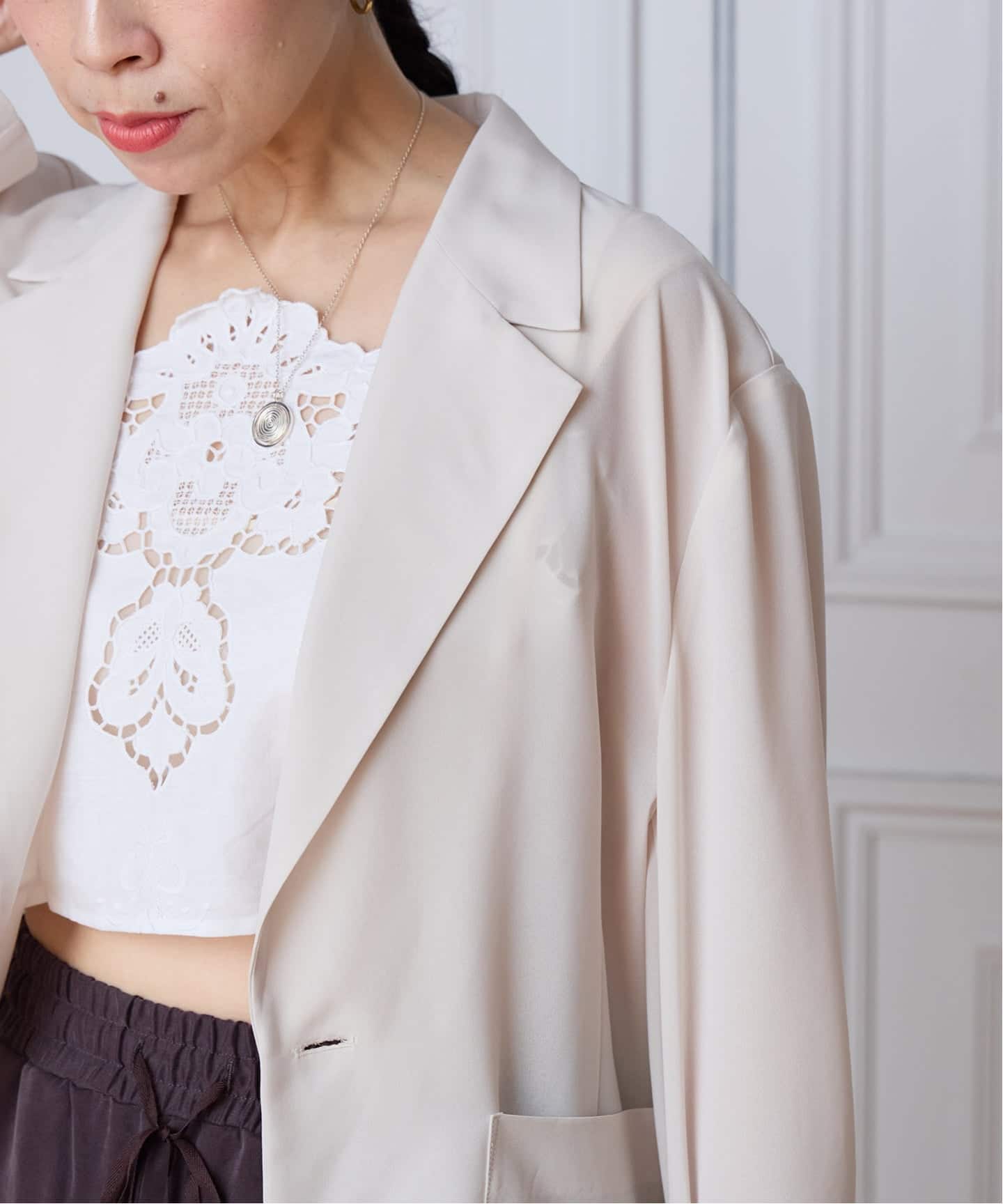 IENA LA BOUCLE シアードレーピージャケット（テーラードジャケット