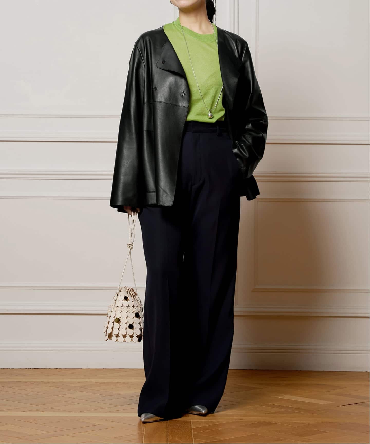 追加予約》IENA LA BOUCLE SHEEPレザージャケット（ノーカラー